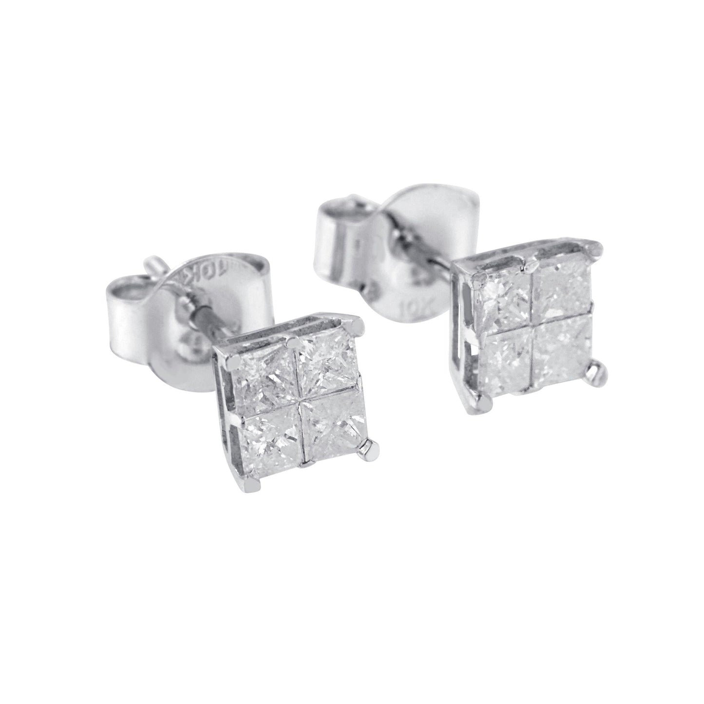 10k White Gold Diamond Stud Earrings (0.60 cttw I-J Color I2-I3 Clarity)