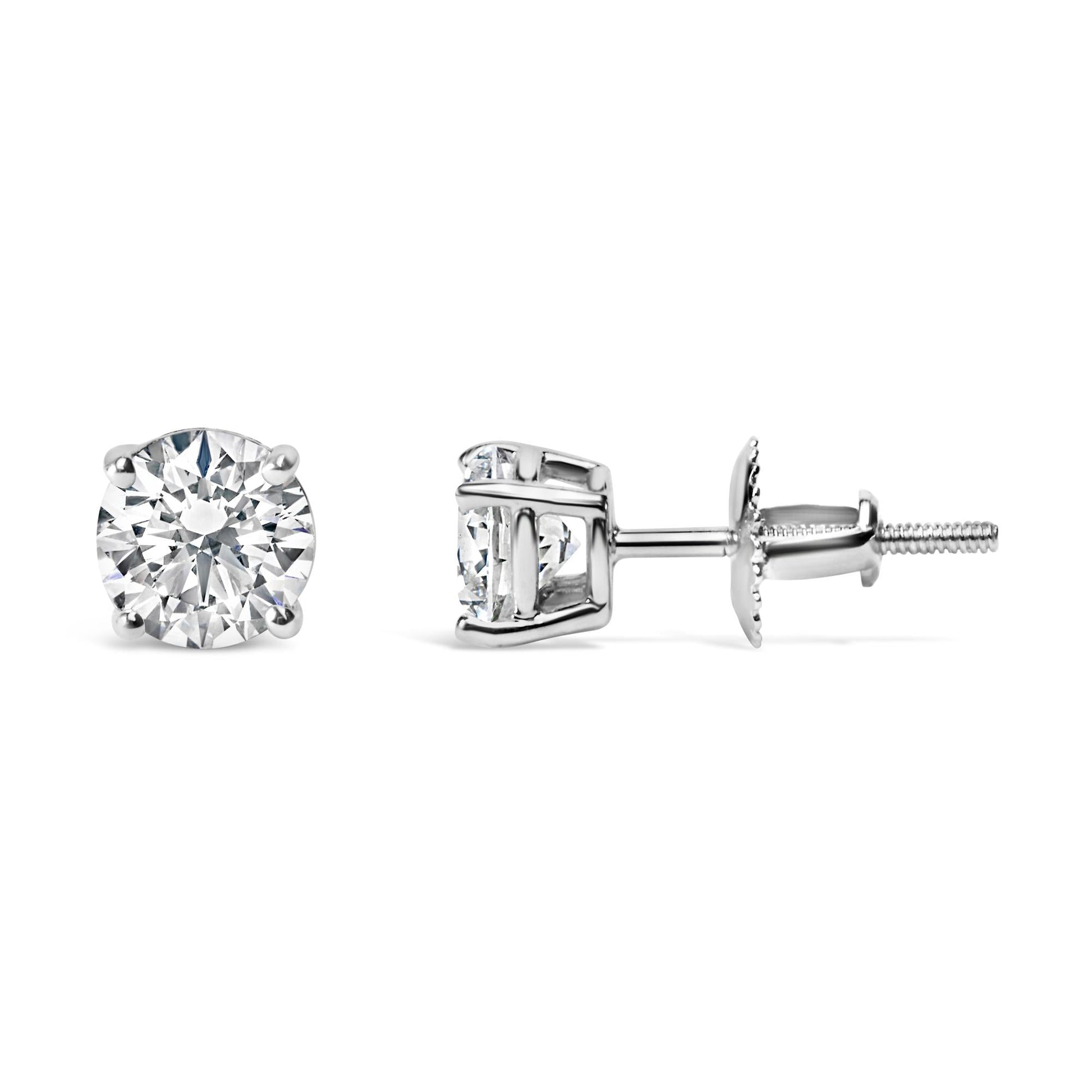 IGI Certified 14K White Gold 1 1/2 Cttw Round Diamond Solitaire Stud Earrings