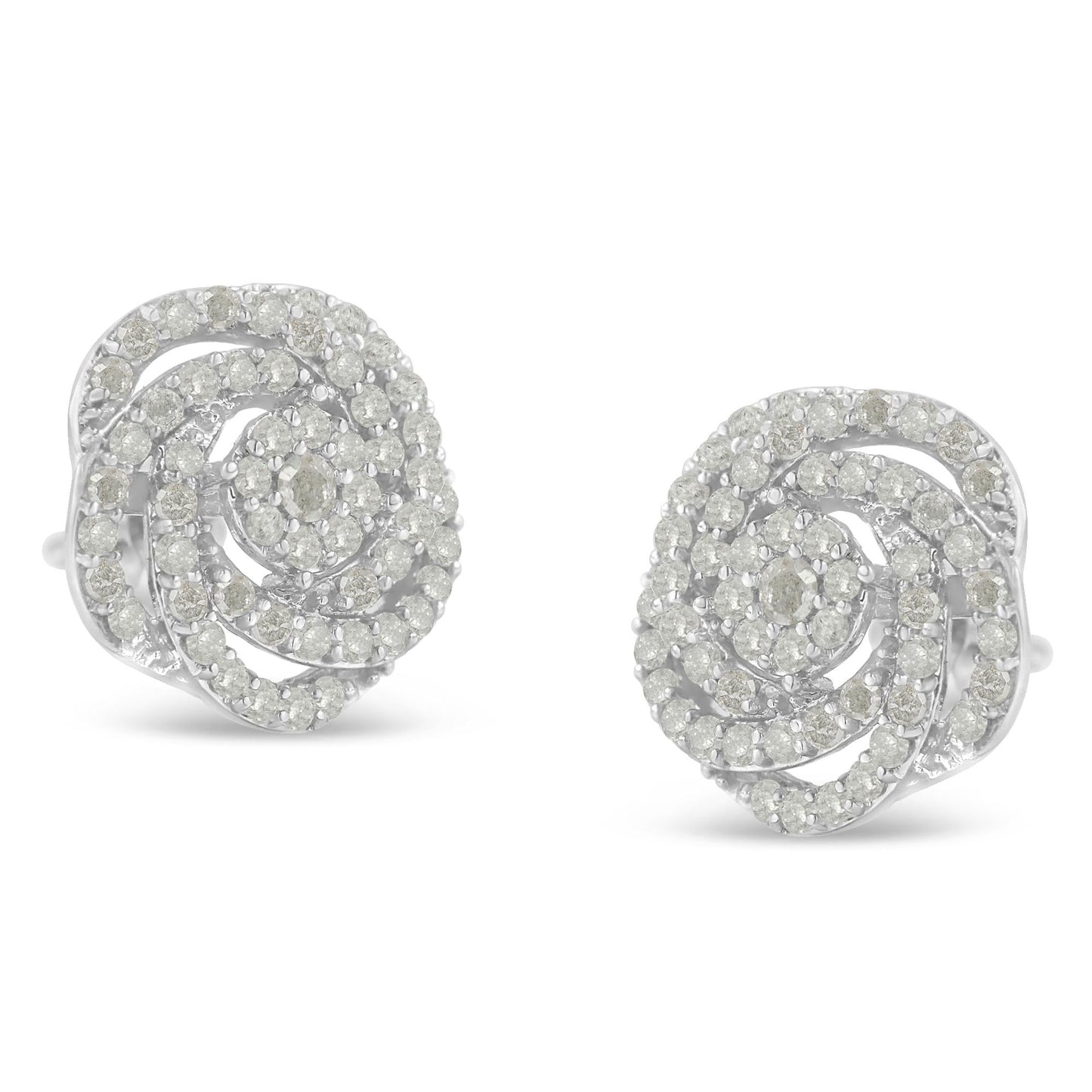 10KT White Gold Diamond Flower Stud Earring (1/2 cttw I-J Color I1-I2 Clarity)