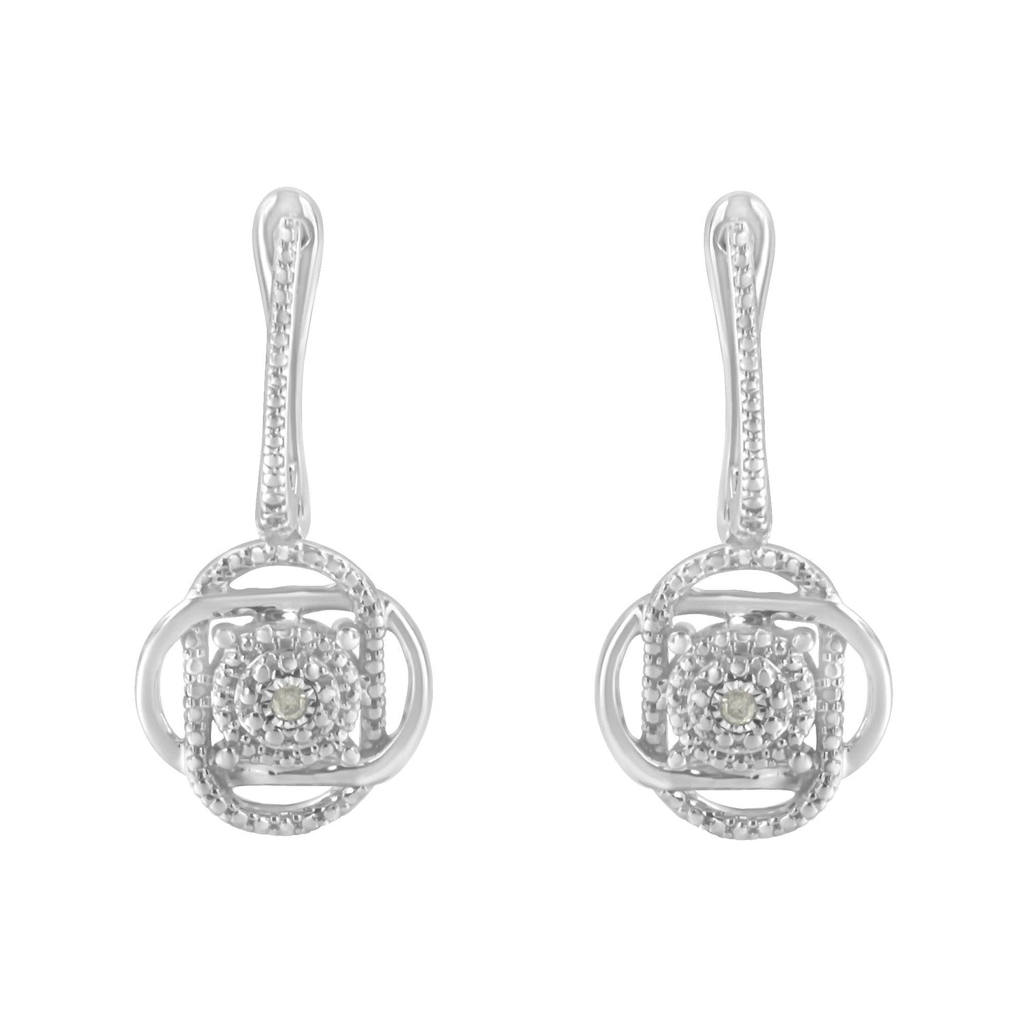 .925 Sterling-Silver Diamond Accent Floral Cluster Drop and Dangle Stud Earring