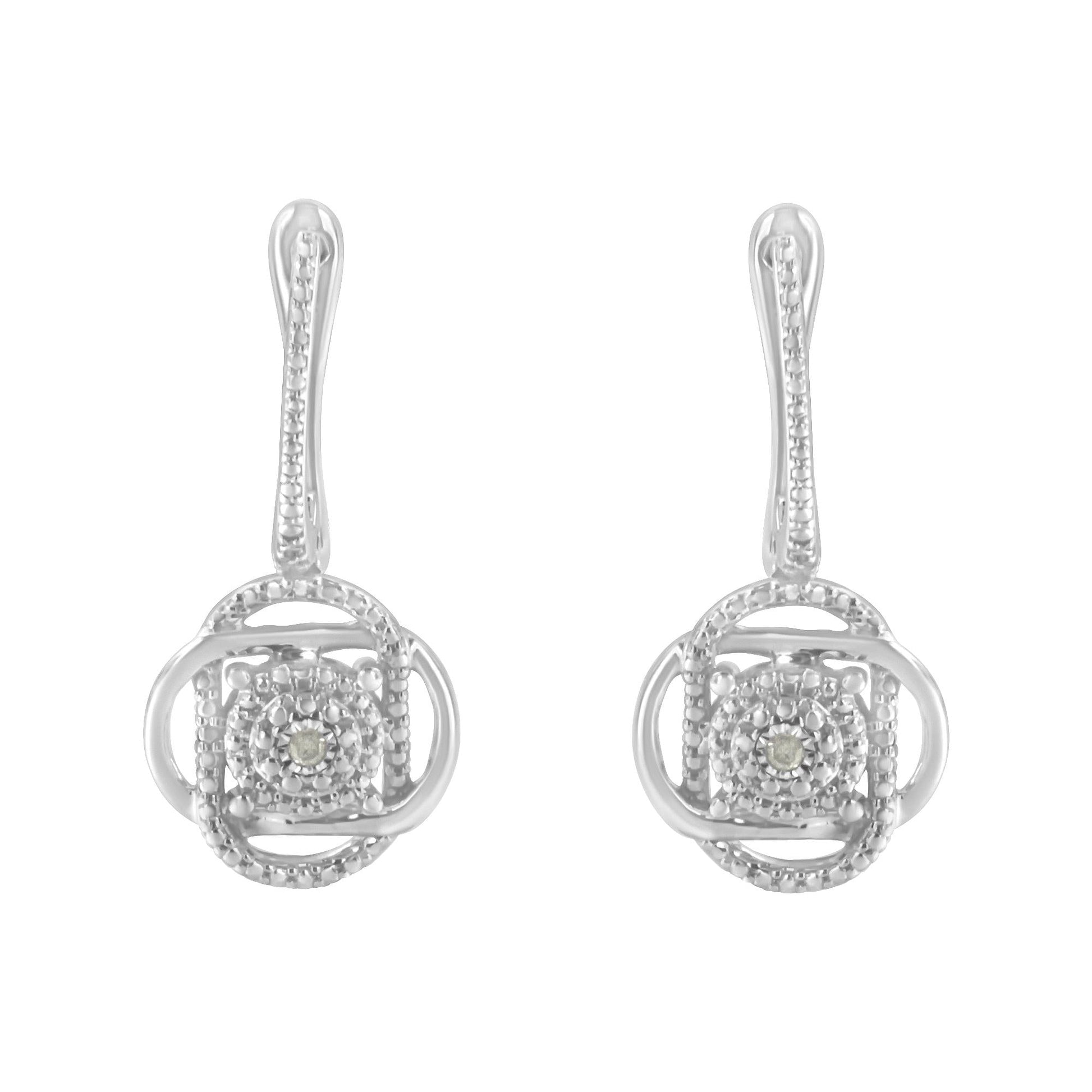 .925 Sterling-Silver Diamond Accent Floral Cluster Drop and Dangle Stud Earring