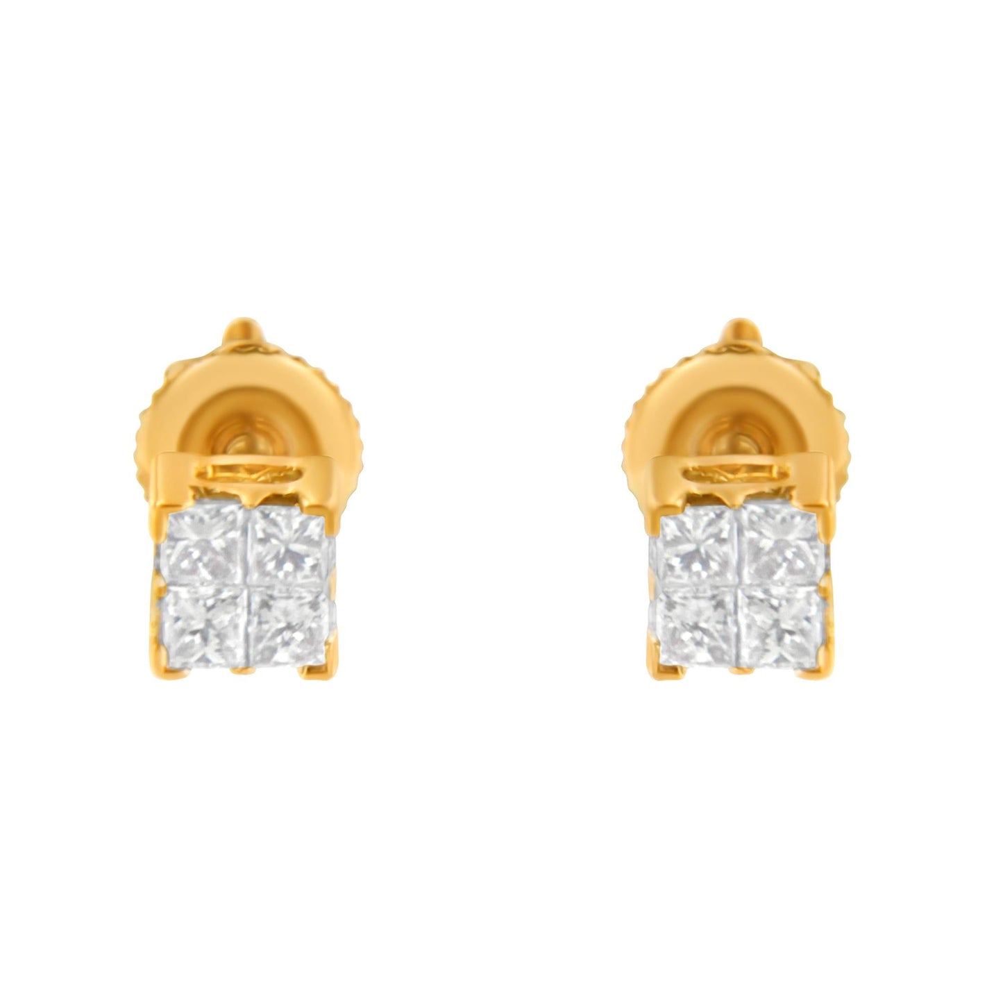 10KT Gold Princess Diamond Stud Earring (1/4 cttw J-K Color I1-I2 Clarity)