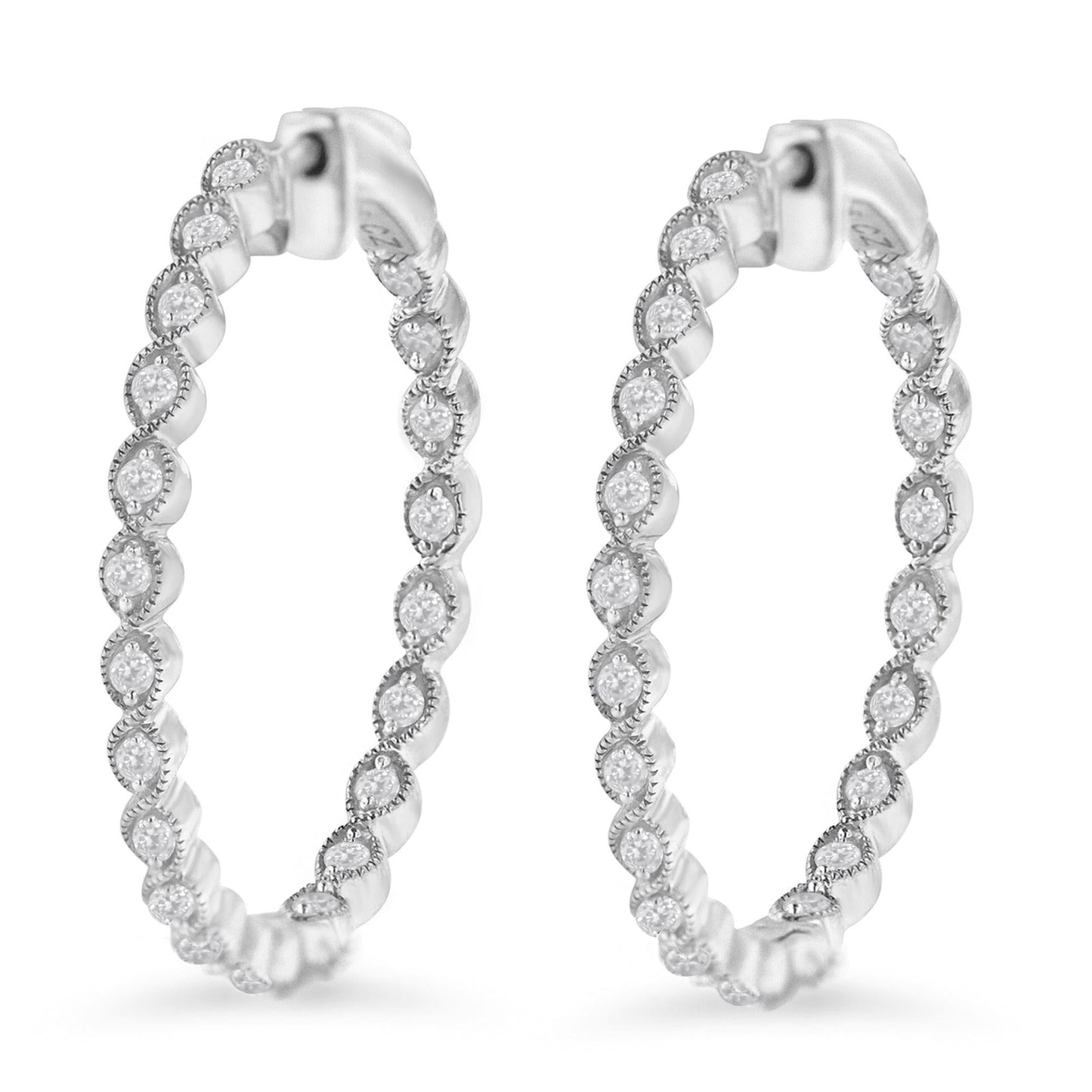 Sterling-Silver Diamond Hoop Earring (3/4 cttw I-J Color I3 Clarity)