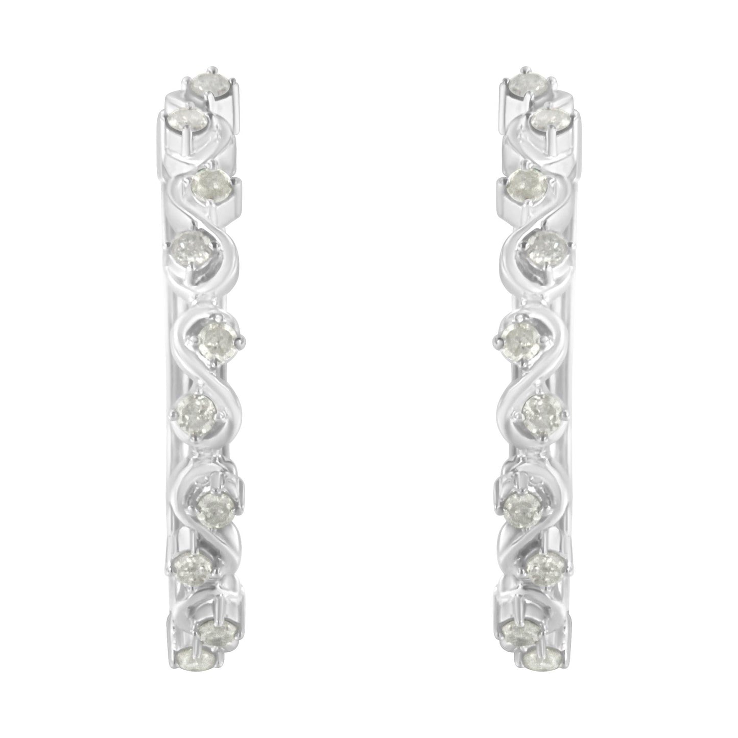 Sterling-Silver Diamond Hoop Earring (1/2 cttw I-J Color I3 Clarity)