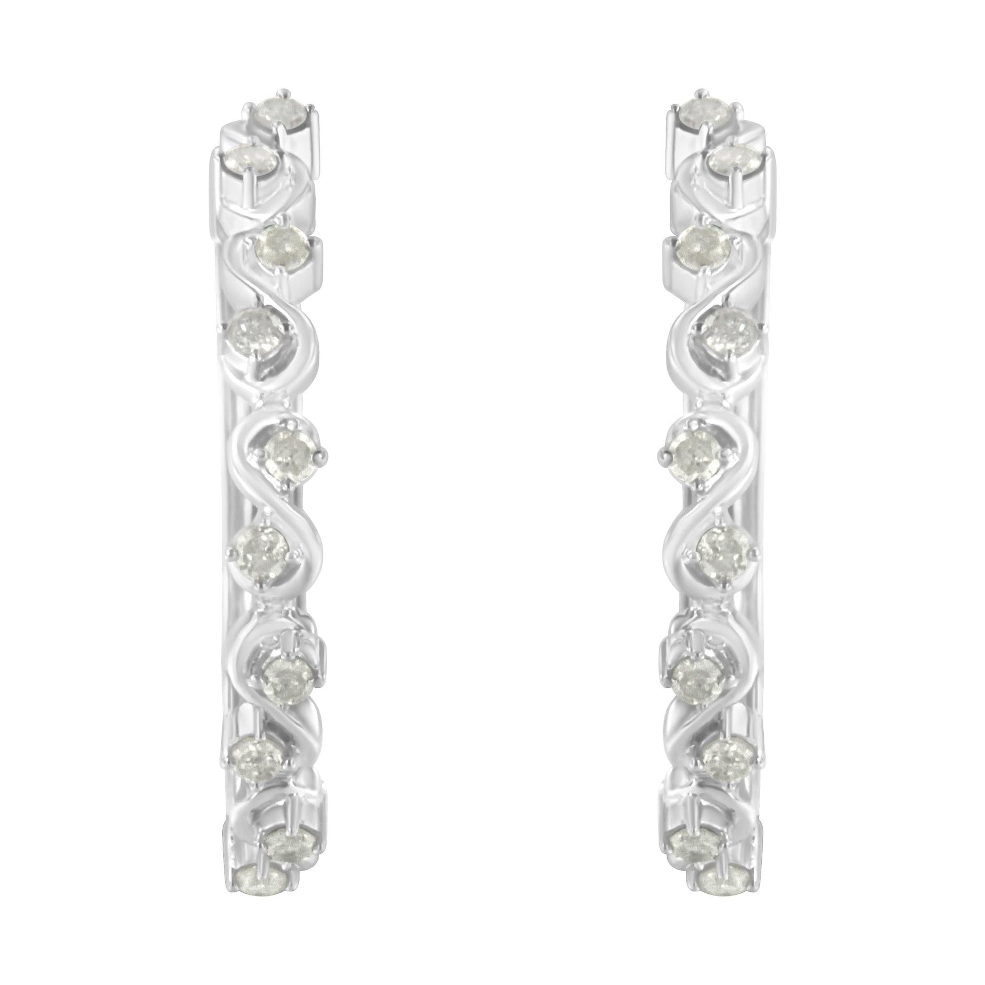 Sterling-Silver Diamond Hoop Earring (1/2 cttw I-J Color I3 Clarity)