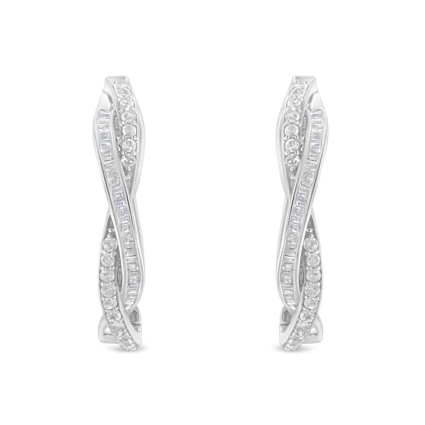 Sterling-Silver Diamond Hoop Earring (0.75 cttw I-J Color I2-I3 Clarity)