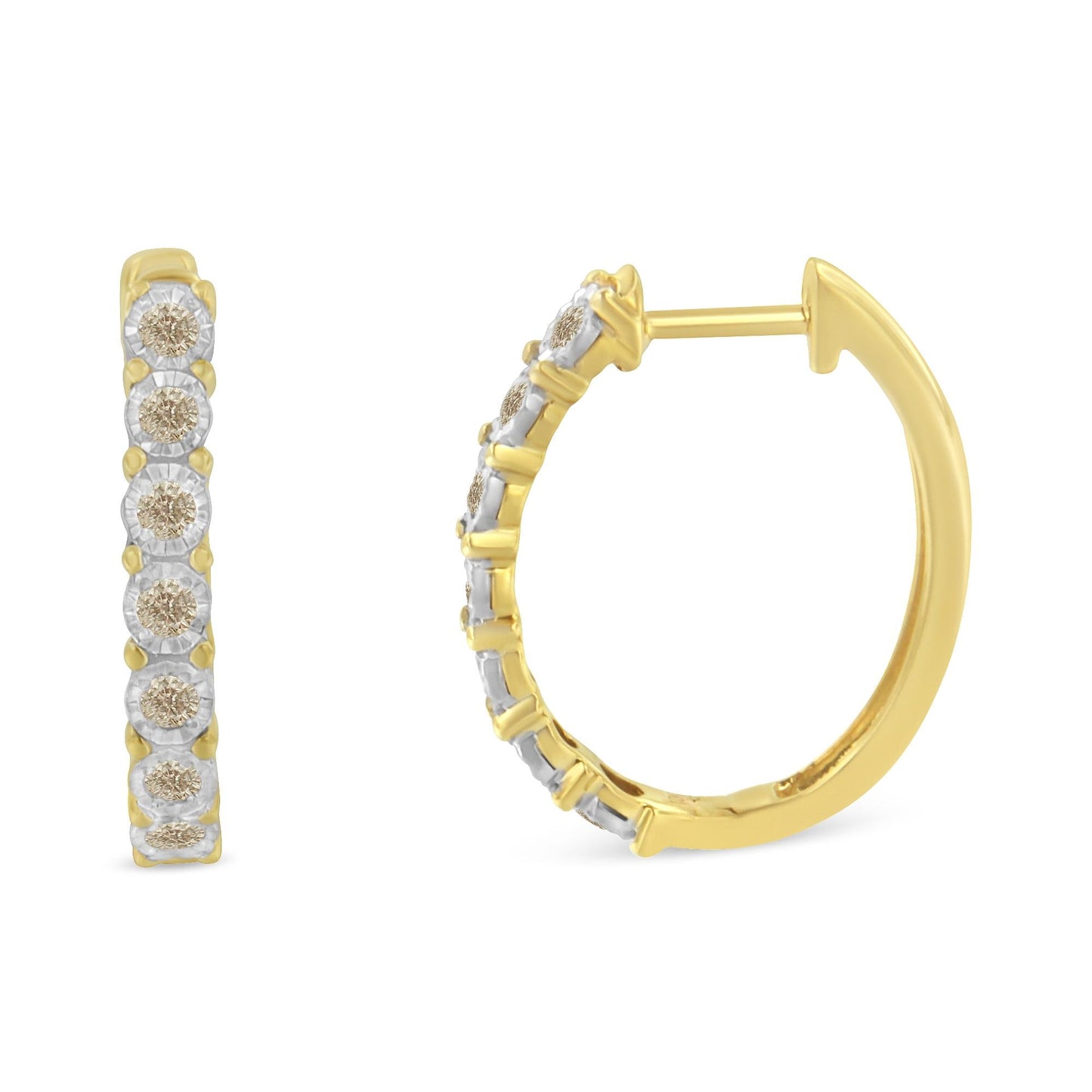 10KT Two-Toned Gold Diamond Hoop Earring (1/2 cttw J-K Color I2-I3 Clarity)