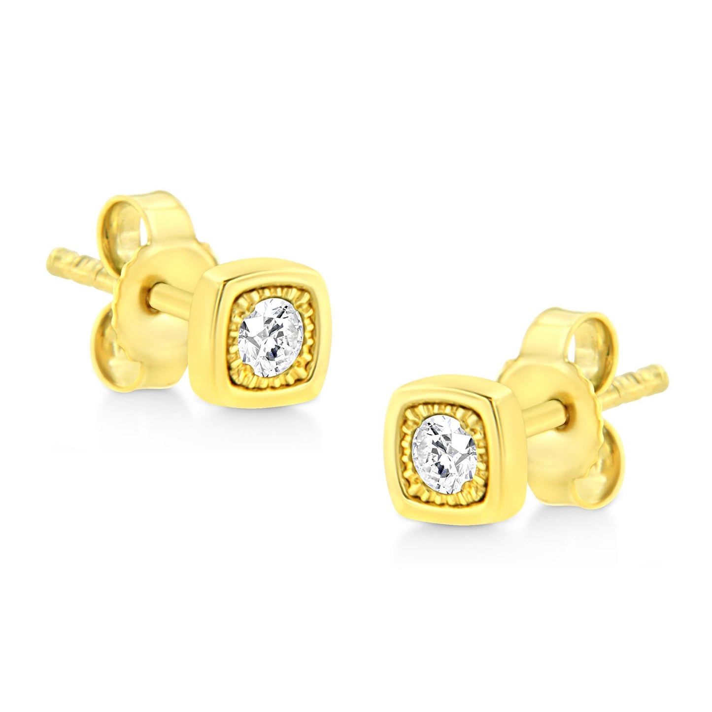 10K Yellow Gold Plated.925 Sterling Silver 1/10 Cttw Miracle-Set Diamond Stud