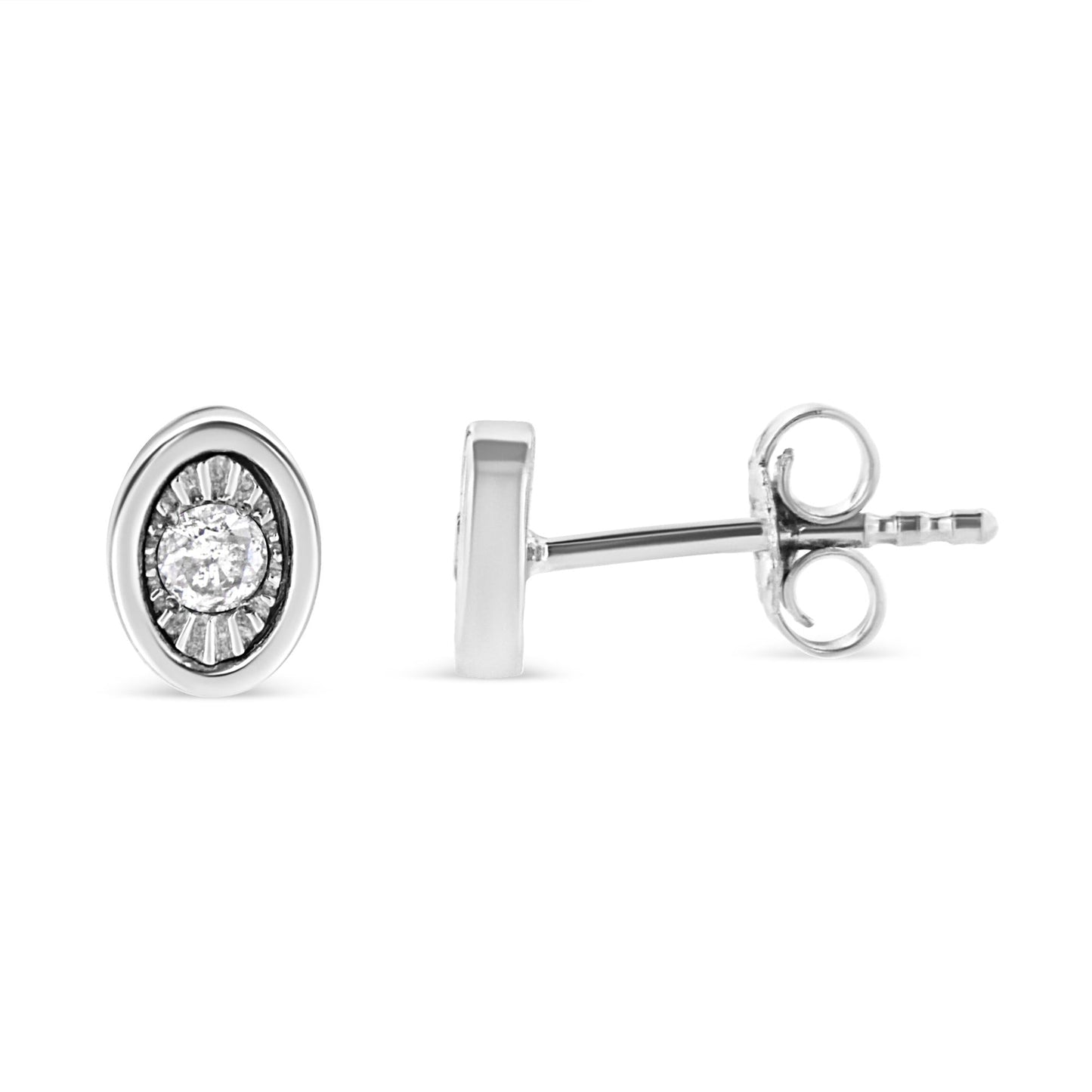 .925 Sterling Silver 1/10 Cttw Miracle-Set Diamond Stud Earrings (I-J Color