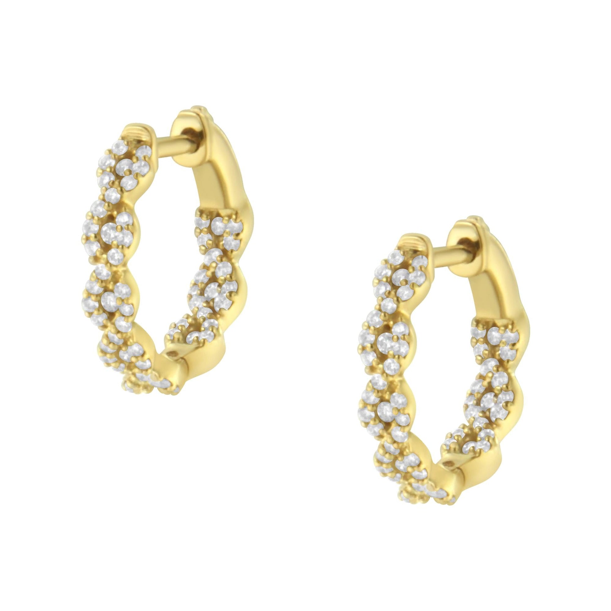 10K Yellow Gold Diamond Huggy Earrings (1/2 cttw H-I Color I1-I2 Clarity)