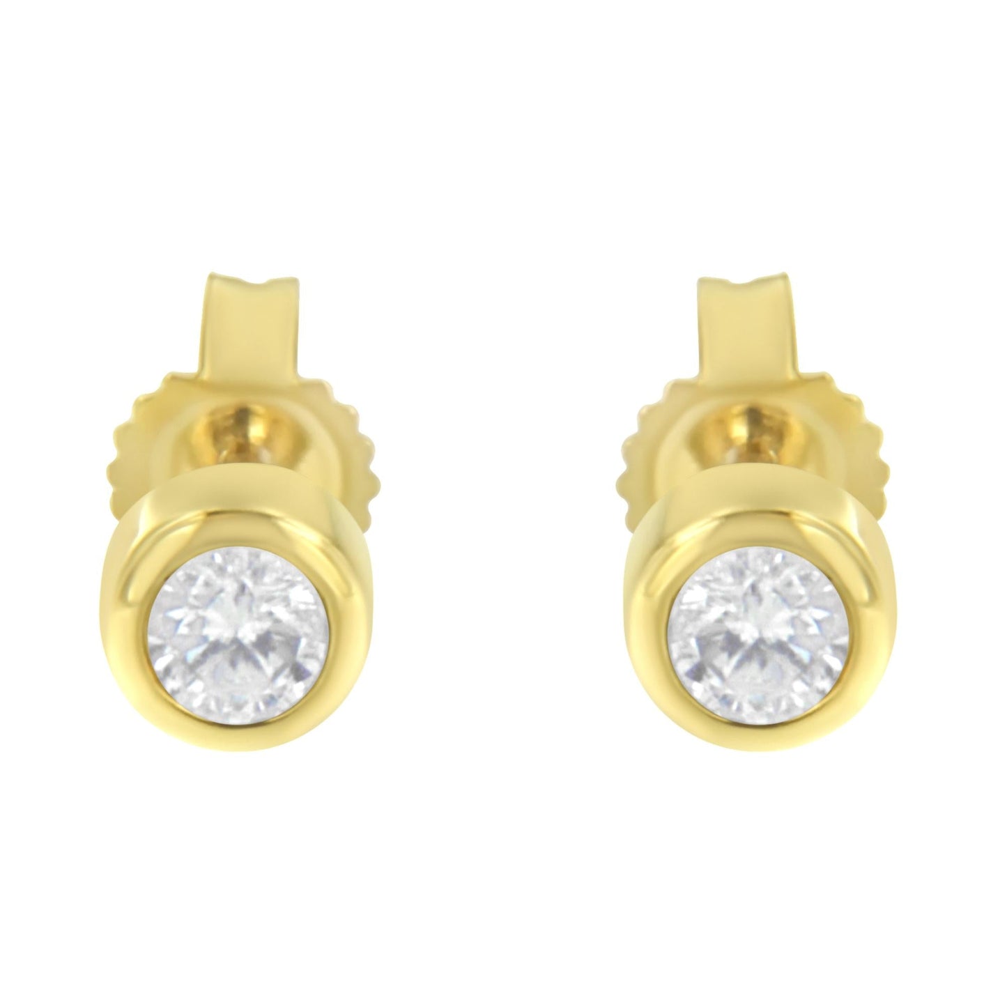 10K Gold 1/5 Cttw Round Brilliant-Cut Near Colorless Diamond Bezel-Set Stud