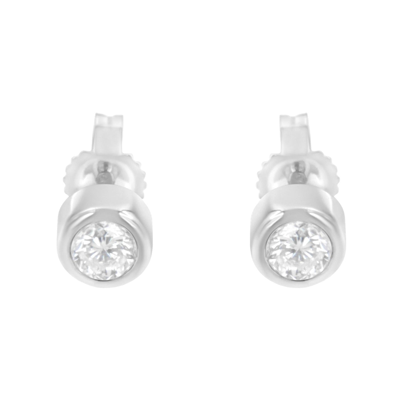 10K Gold 0.30 Cttw Round Brilliant-Cut Near Colorless Diamond Bezel-Set Stud