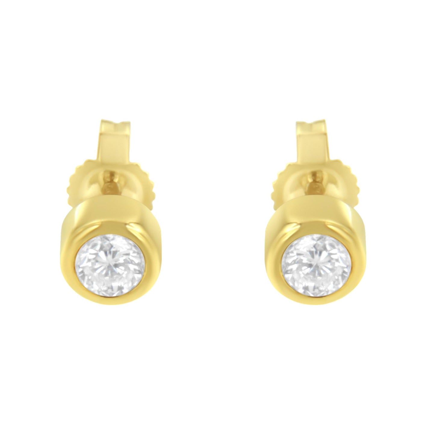 10K Gold 0.30 Cttw Round Brilliant-Cut Near Colorless Diamond Bezel-Set Stud