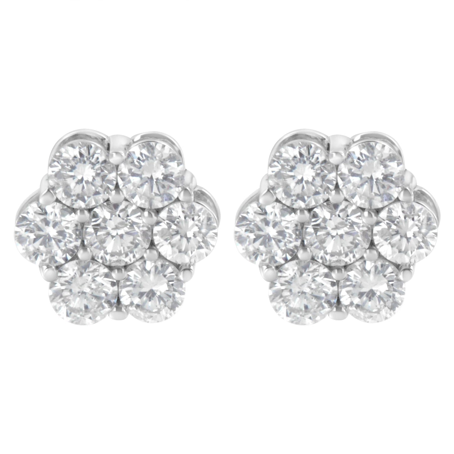 Sterling Silver 2 cttw Floral Composite 7 Stone Diamond Stud Earring (I-J