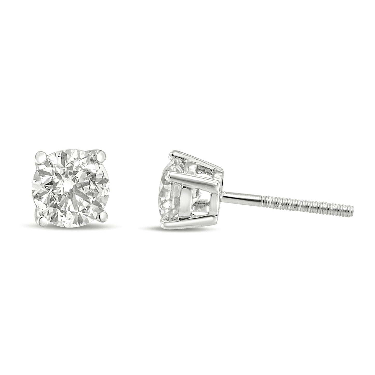 10K Gold Lab Created Round Brilliant Cut Diamond Classic 4-Prong Solitaire Stud