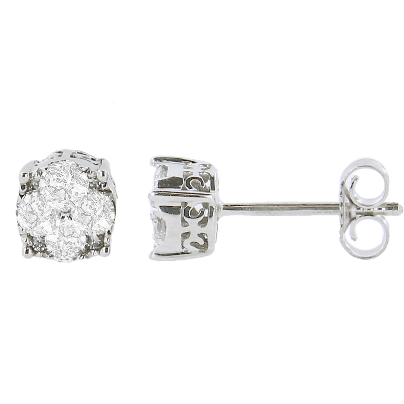 .925 Sterling Silver 1/2 Cttw Cttw Prong Set Lab Grown Round Diamond Cluster