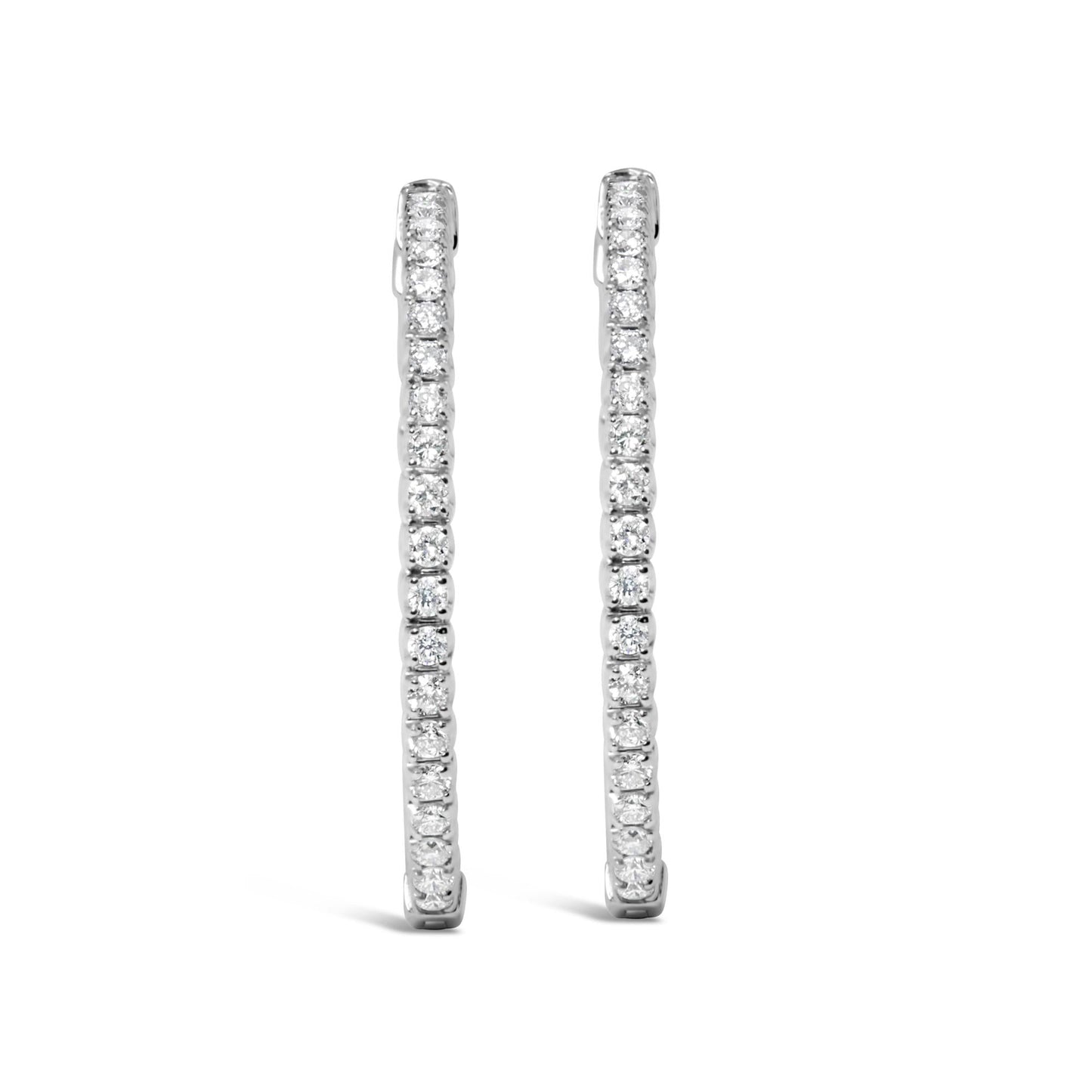 14K White Gold 1 3/4 Cttw Lab Grown Diamond Inside Out Hoop Earrings (G-H Color