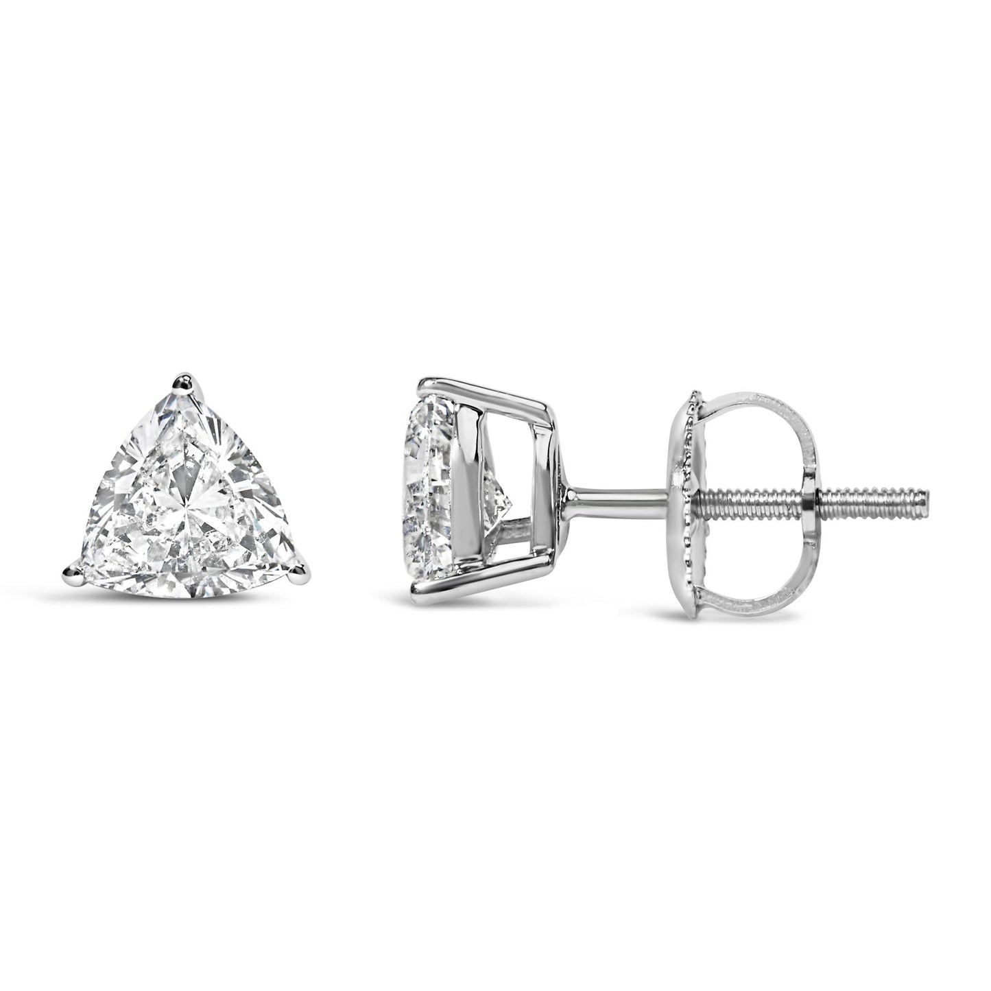 14K White Gold Trillion Cut Lab Grown Diamond 3-Prong Classic Solitaire Stud