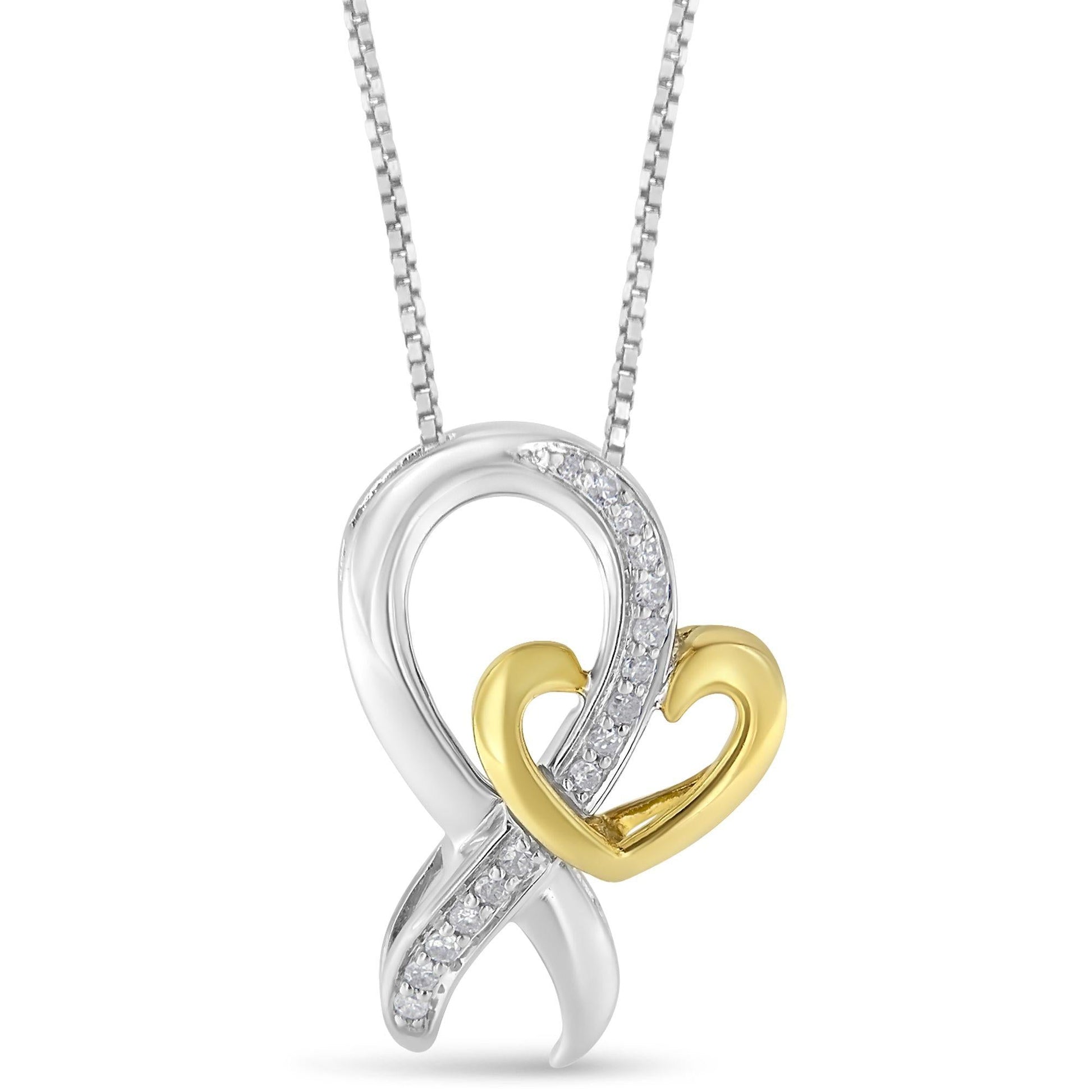 Two-Tone.925 Sterling Silver 1/6 cttw Round Cut Diamond Ties of Love Pendant