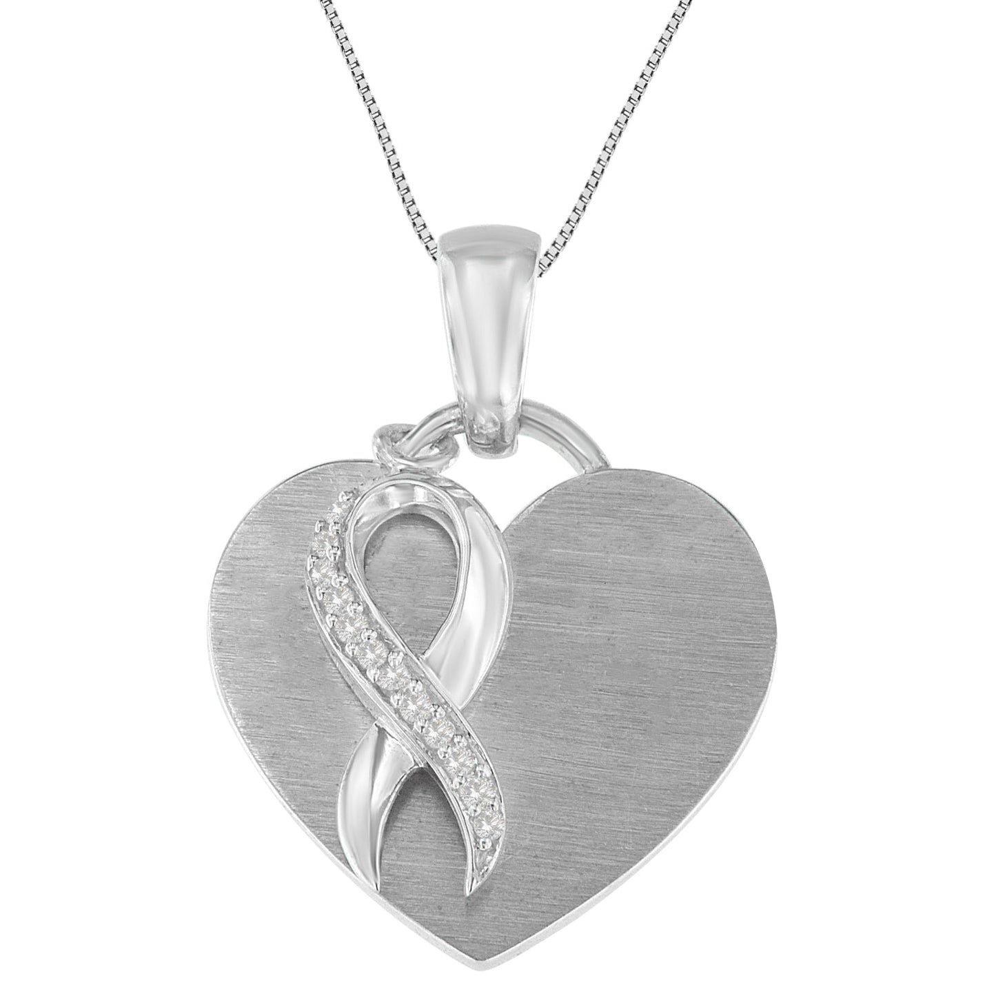 .925 Sterling Silver 1/10 cttw Diamond Heart Pendant Necklace (H-I, I1-I2)