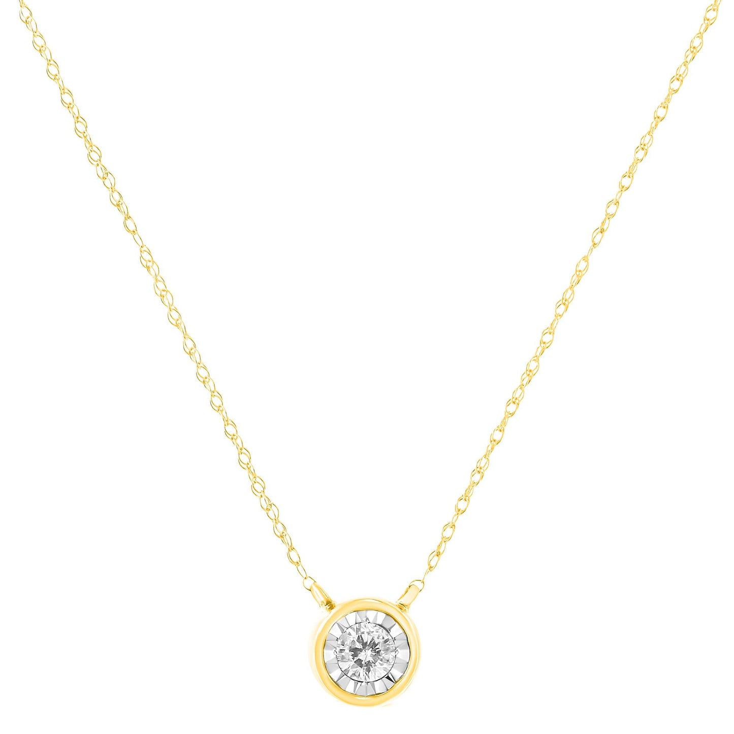 10K Gold Round Brilliant-Cut Diamond Modern Bezel-Set Solitaire Pendant