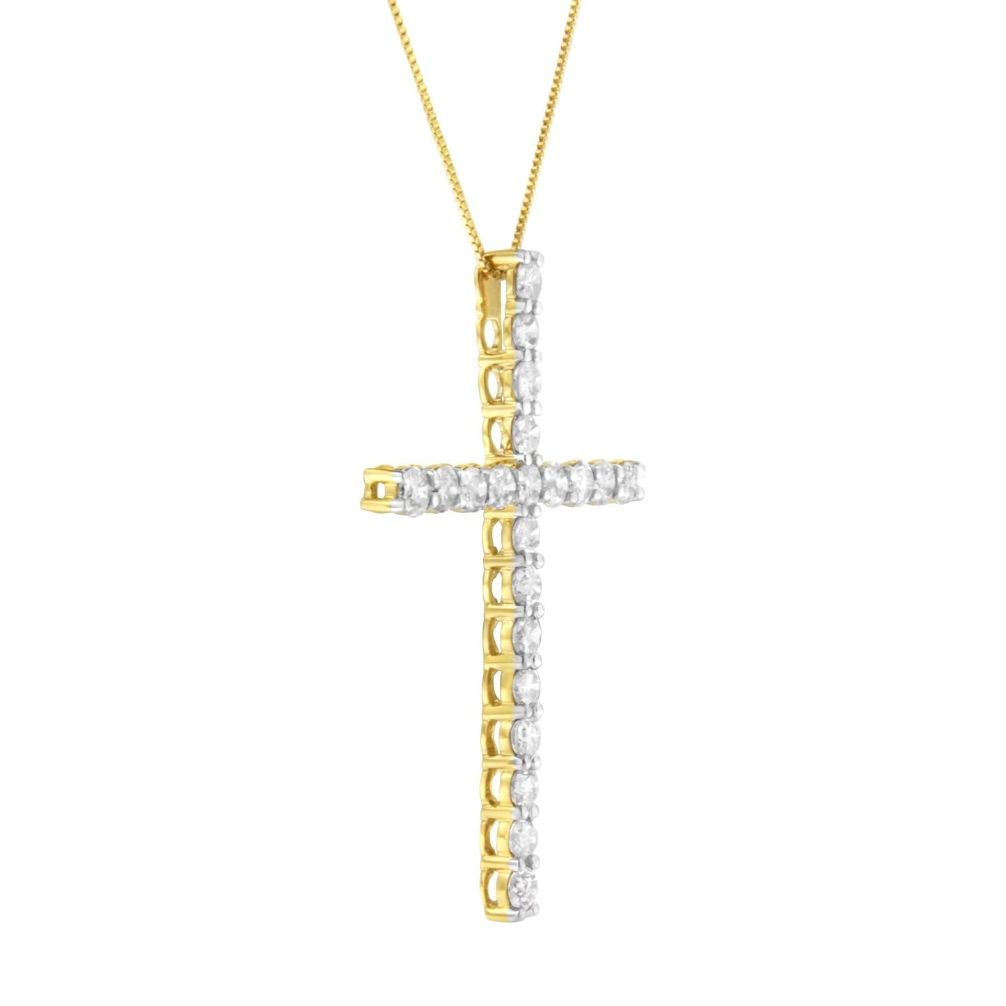 10K Yellow Gold Plated.925 Sterling Silver 4.0 Cttw Round Cut Diamond Cross