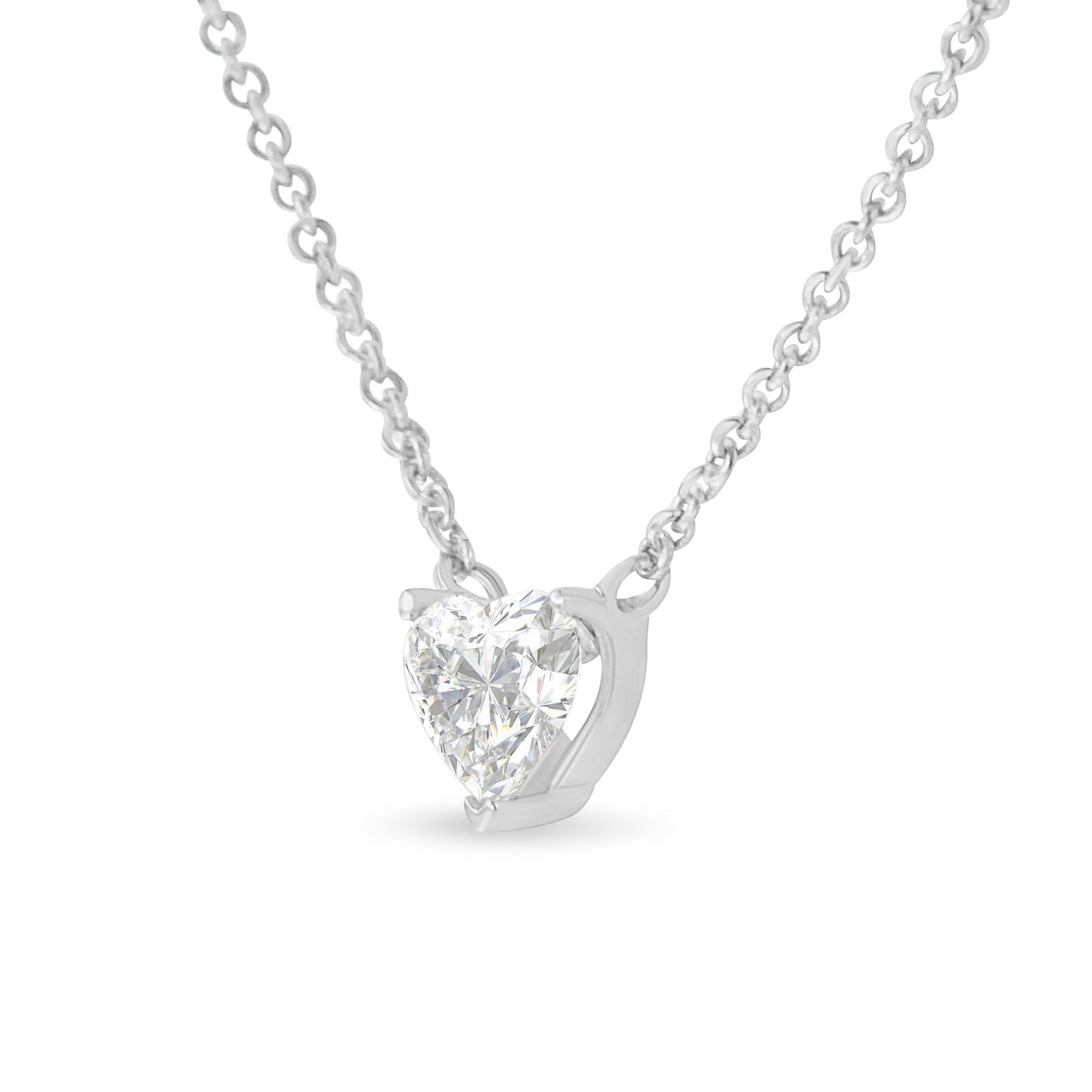 14k White Gold 1/4 Cttw Lab Grown Heart Shape Diamond Solitaire 18’’