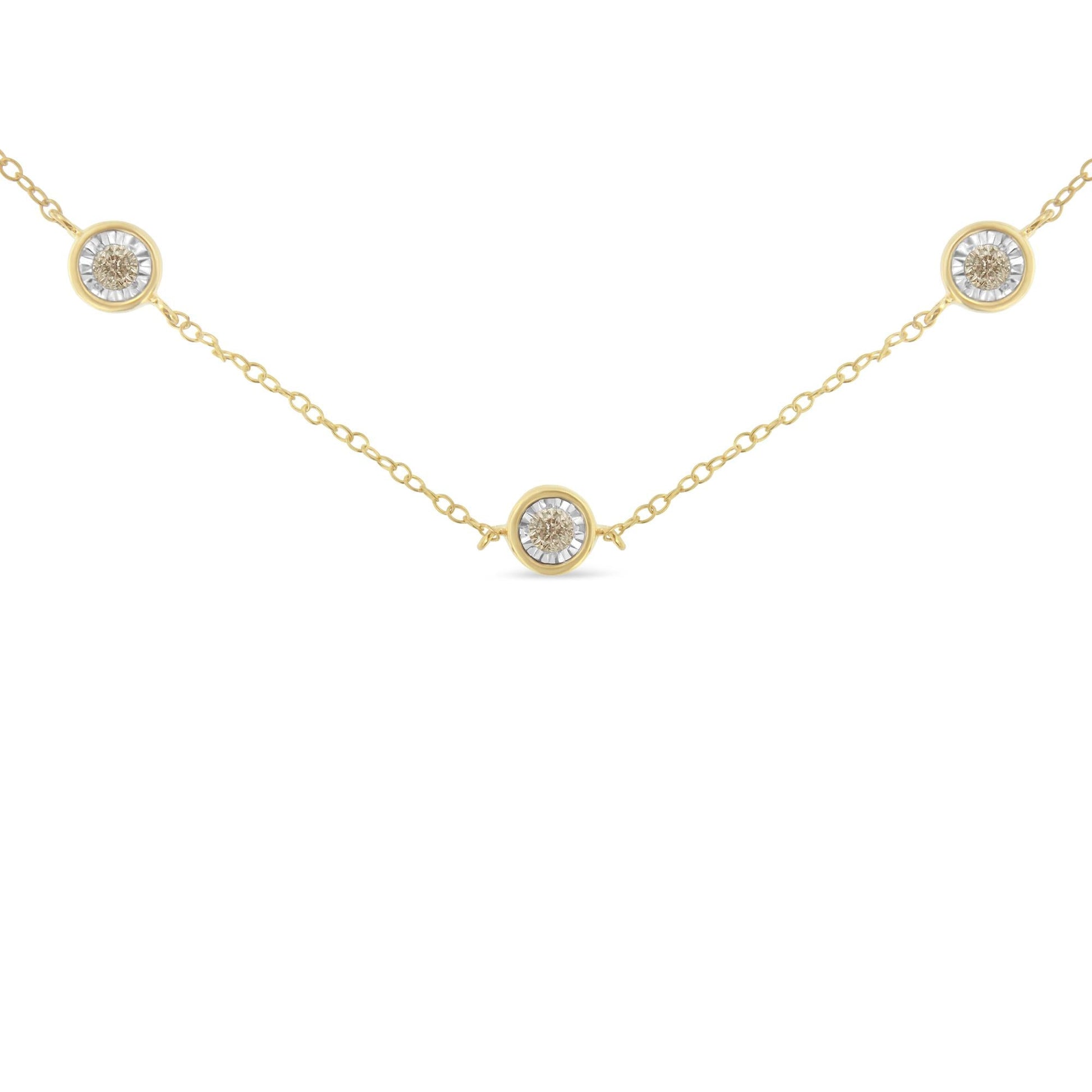 Sterling Silver Diamond Station Necklace (1/2 cttw K-L Color I2-I3 Clarity)