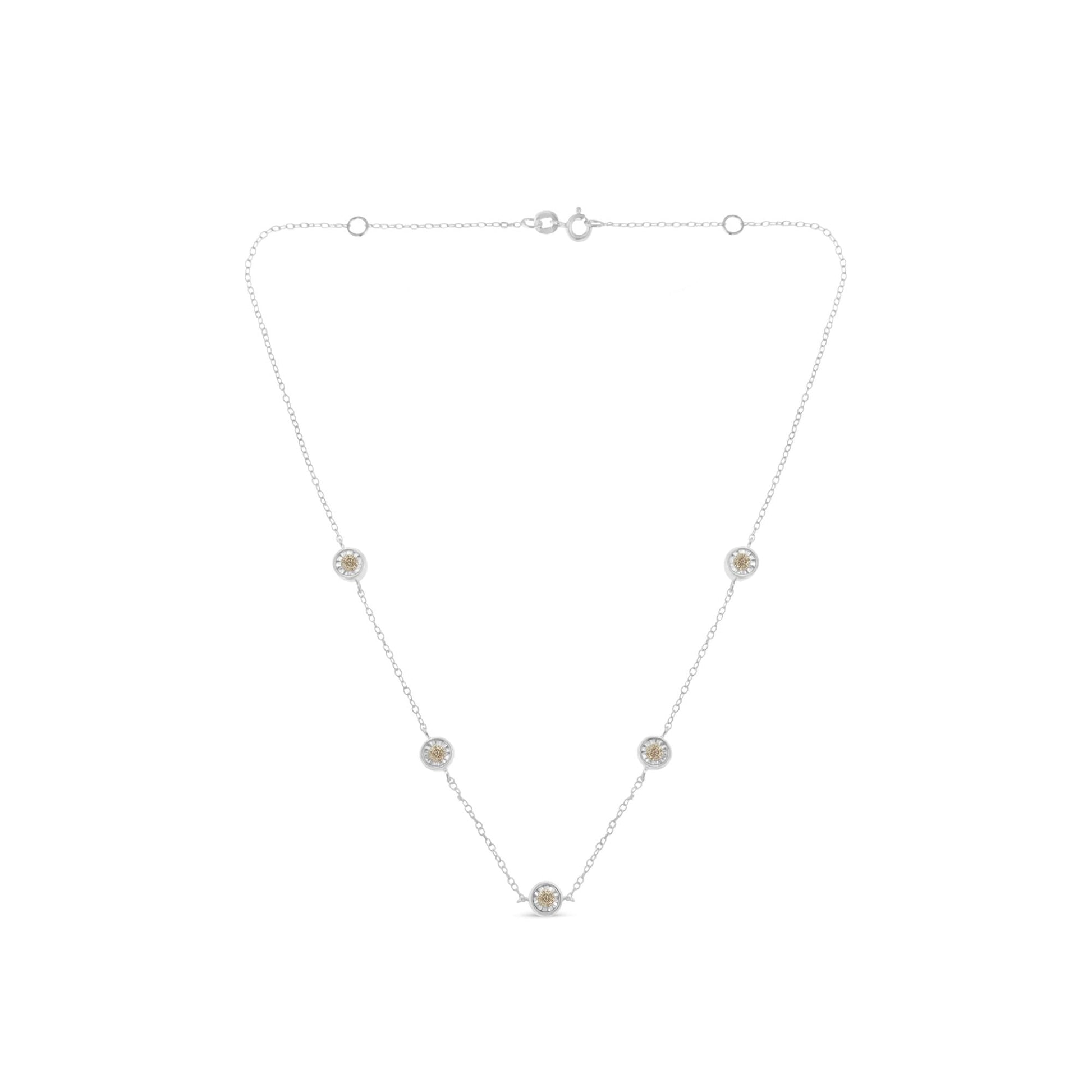 Sterling Silver Diamond Station Necklace (1/2 cttw I-J Color I1-I2 Clarity)