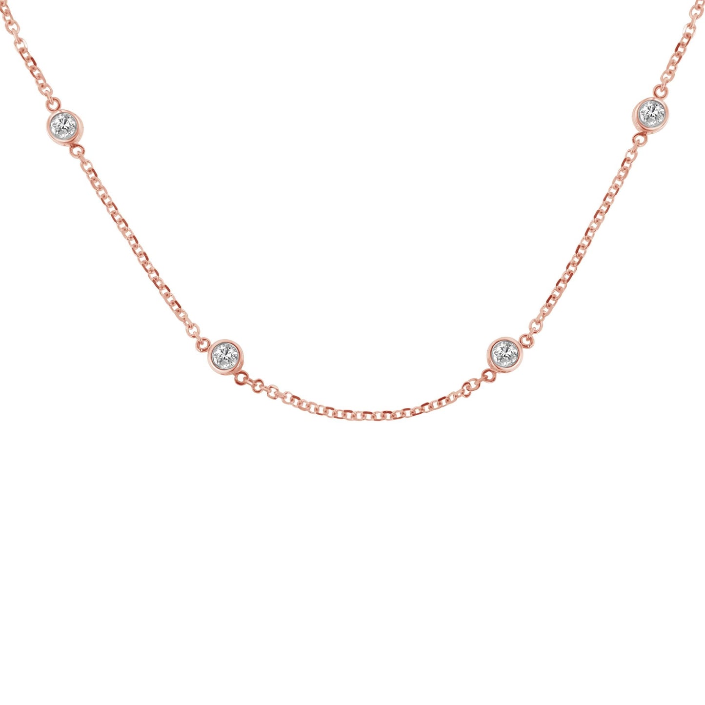 10K Gold Diamond Station Necklace (1 cttw J-K Color I1-I2 Clarity)