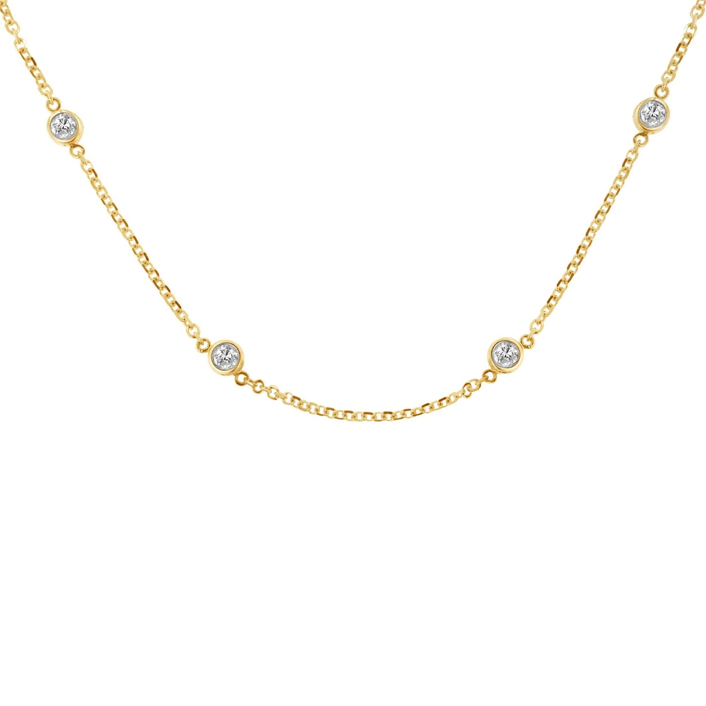 10K Gold Diamond Station Necklace (1 cttw J-K Color I1-I2 Clarity)