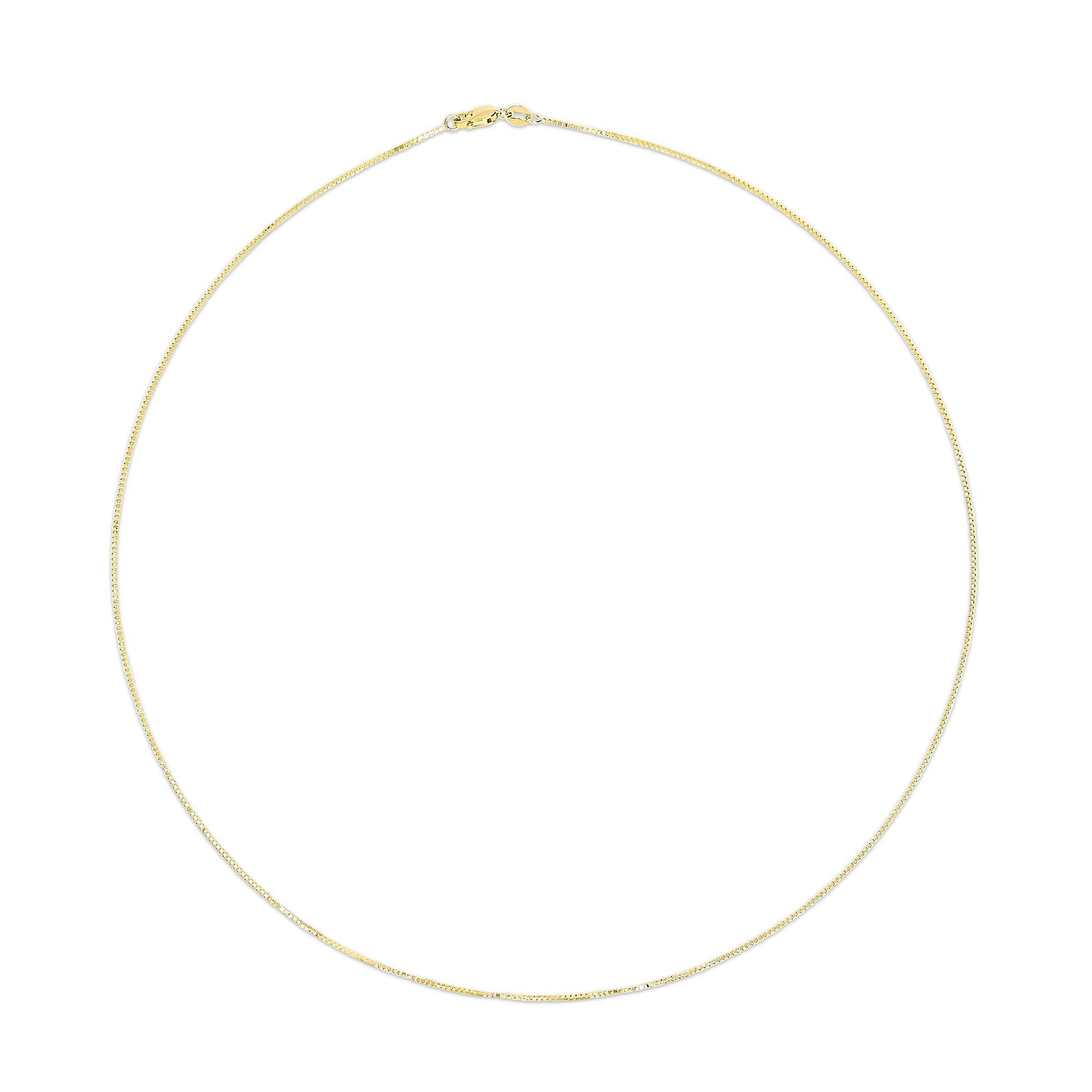 Unisex Solid 14K Gold 0.75mm Classic Box Chain Necklace - Chains/Chains/Chains