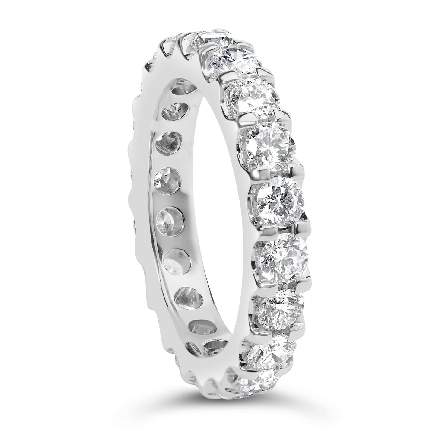 14K White Gold Shared Prong Set Round Diamond Eternity Band Ring (G-H Color, SI1-SI2 Clarity)