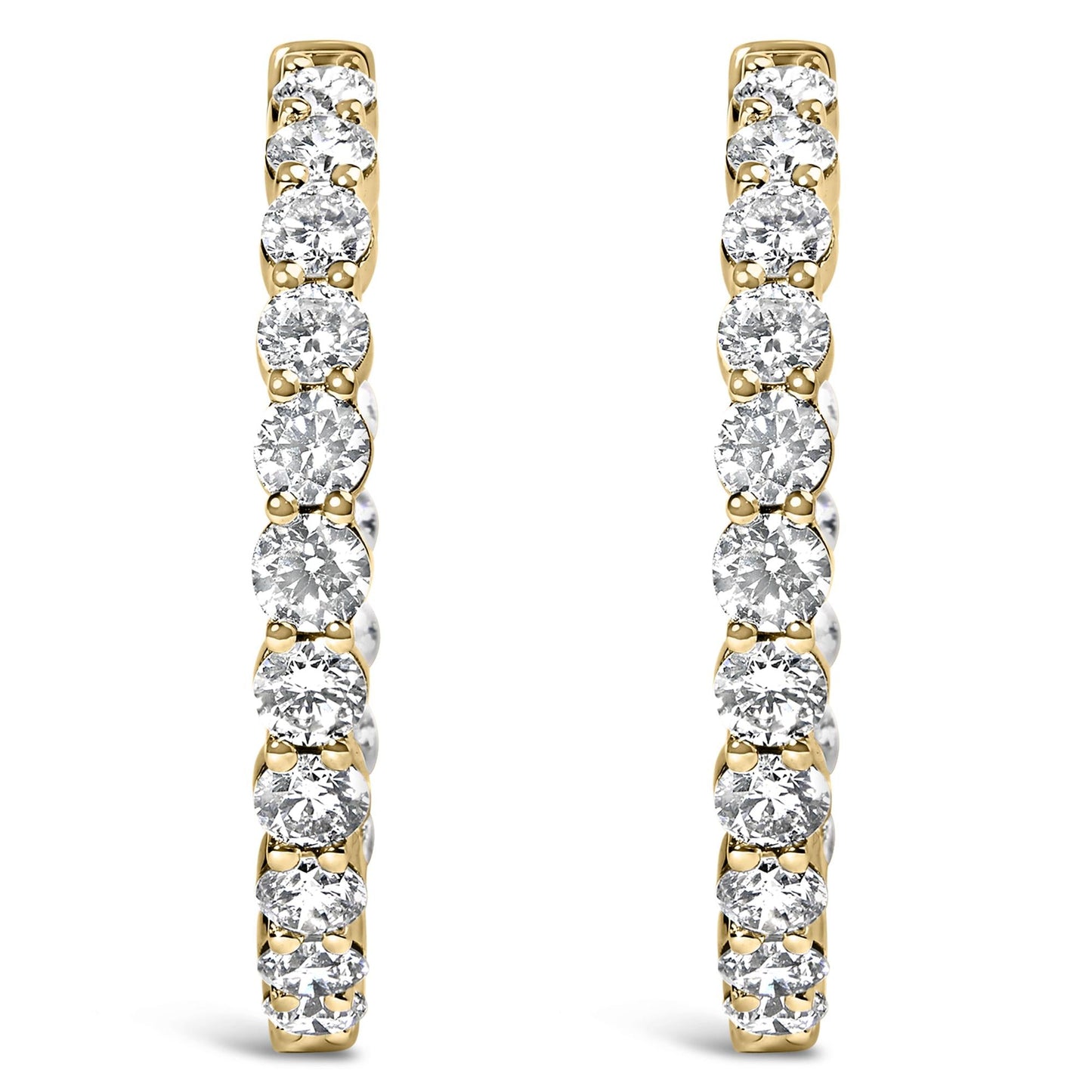 14K Gold Shared Prong Set Diamond Inside Out Hoop Earrings (G-H Color SI2-I1