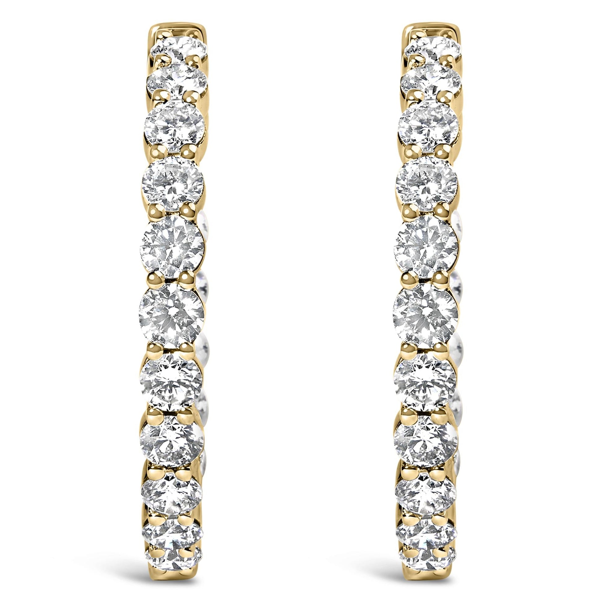 14K Gold Shared Prong Set Diamond Inside Out Hoop Earrings (G-H Color SI2-I1