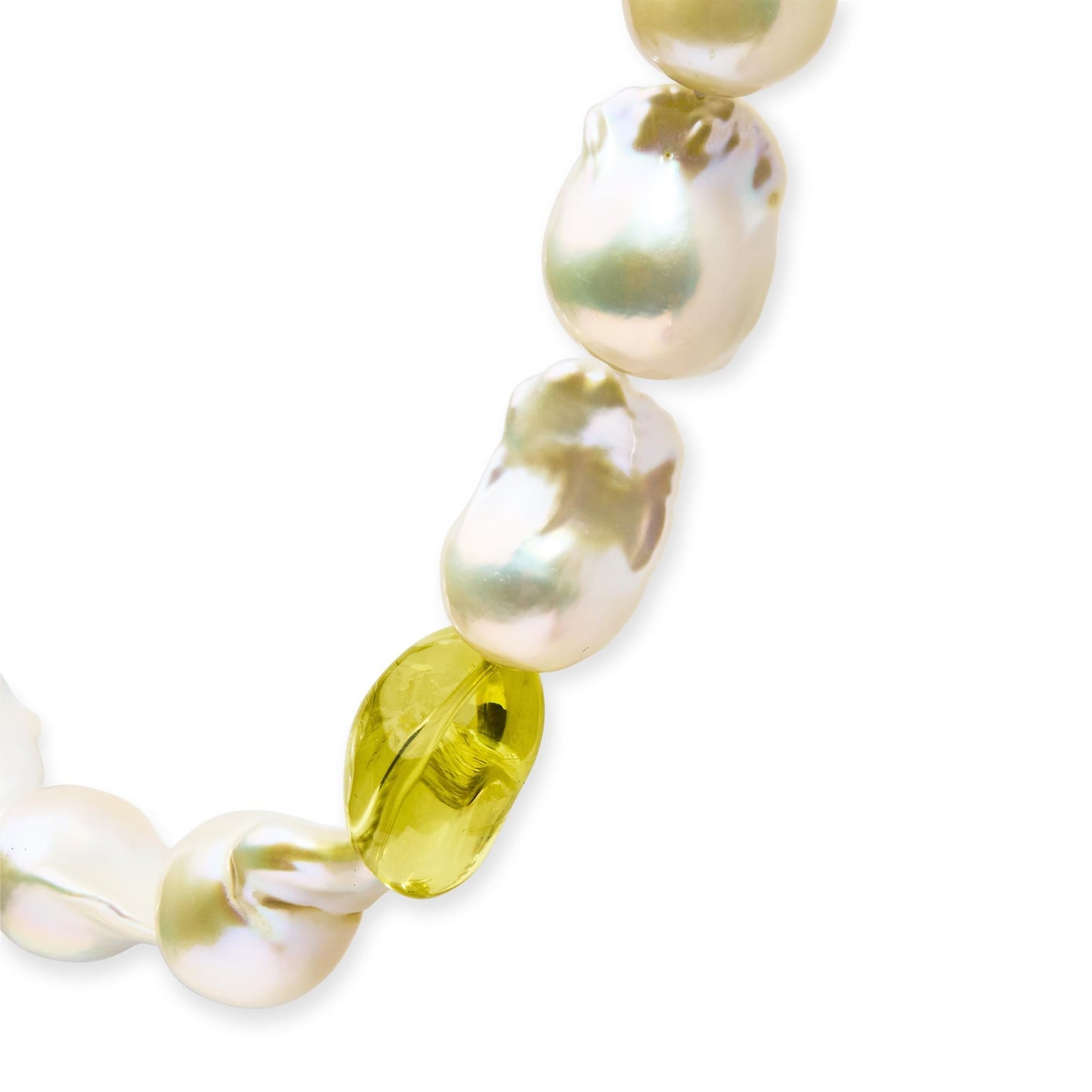 14K Yellow Citrine Amethyst and Baroque Pearl Strand Necklace - 18’’ Inches