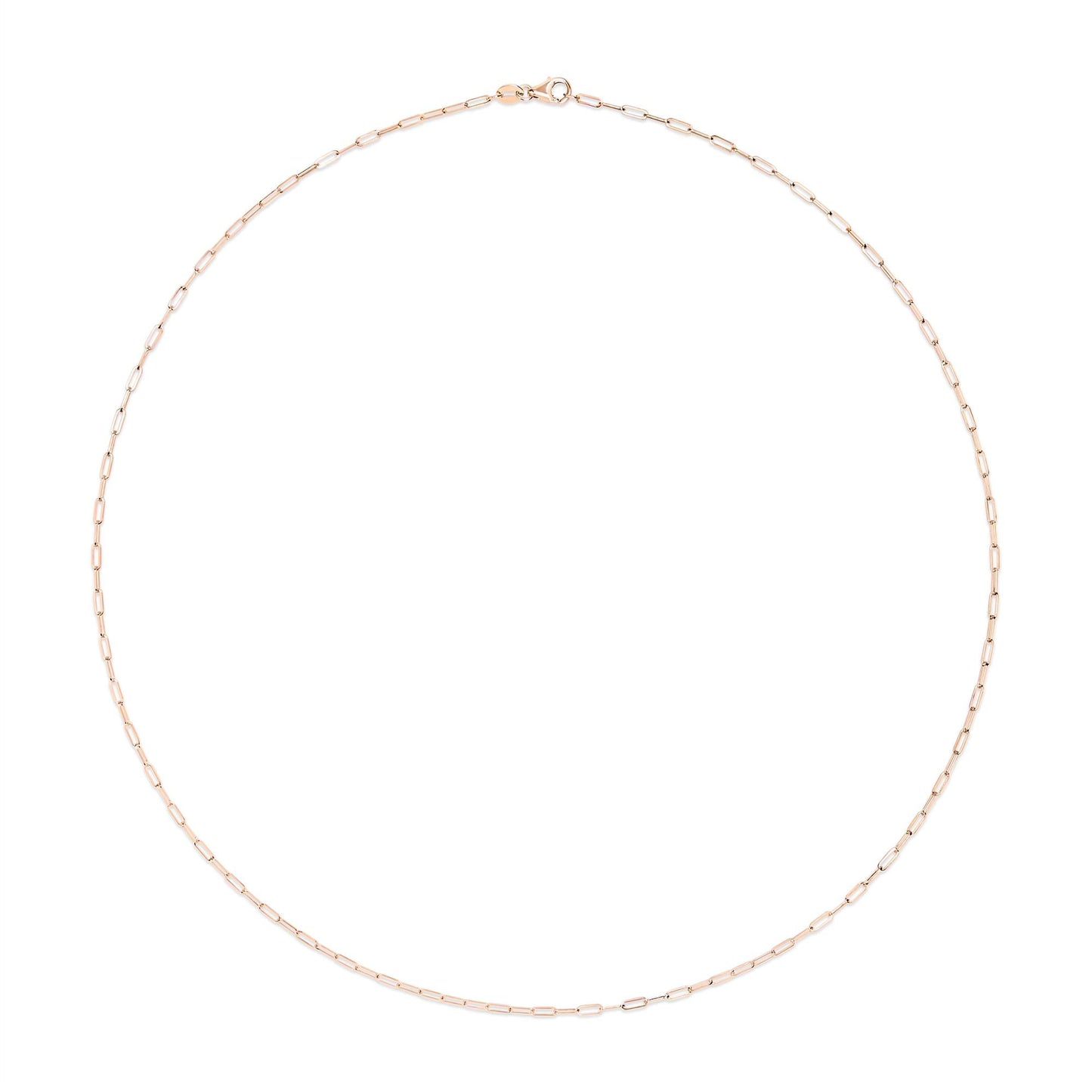 Unisex Solid 14K Gold 1.5mm Paperclip Chain Necklace - Choice of Length