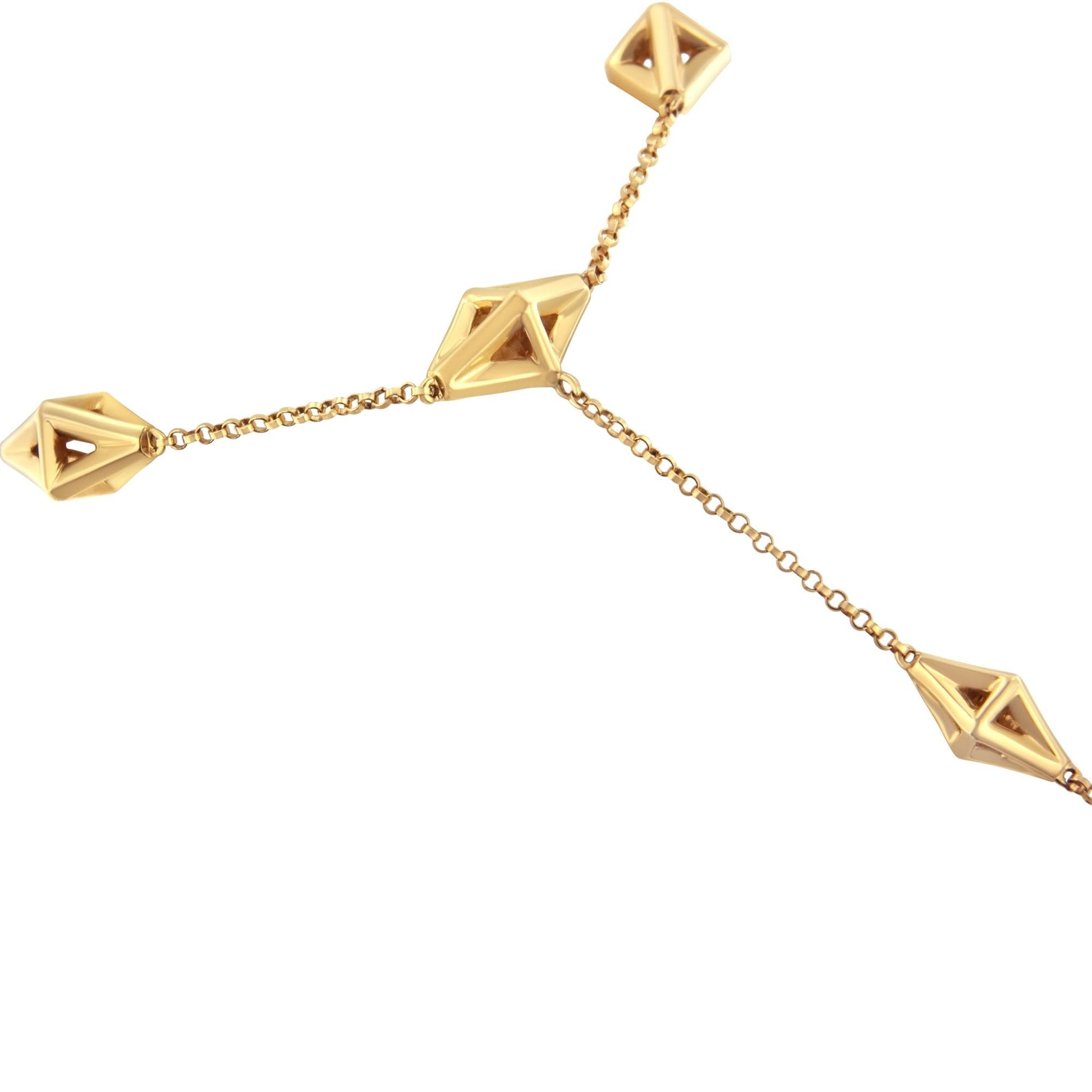 14K Yellow Gold 1/4 Cttw Diamond Ring and Bracelet Hand Chain (G-H Color