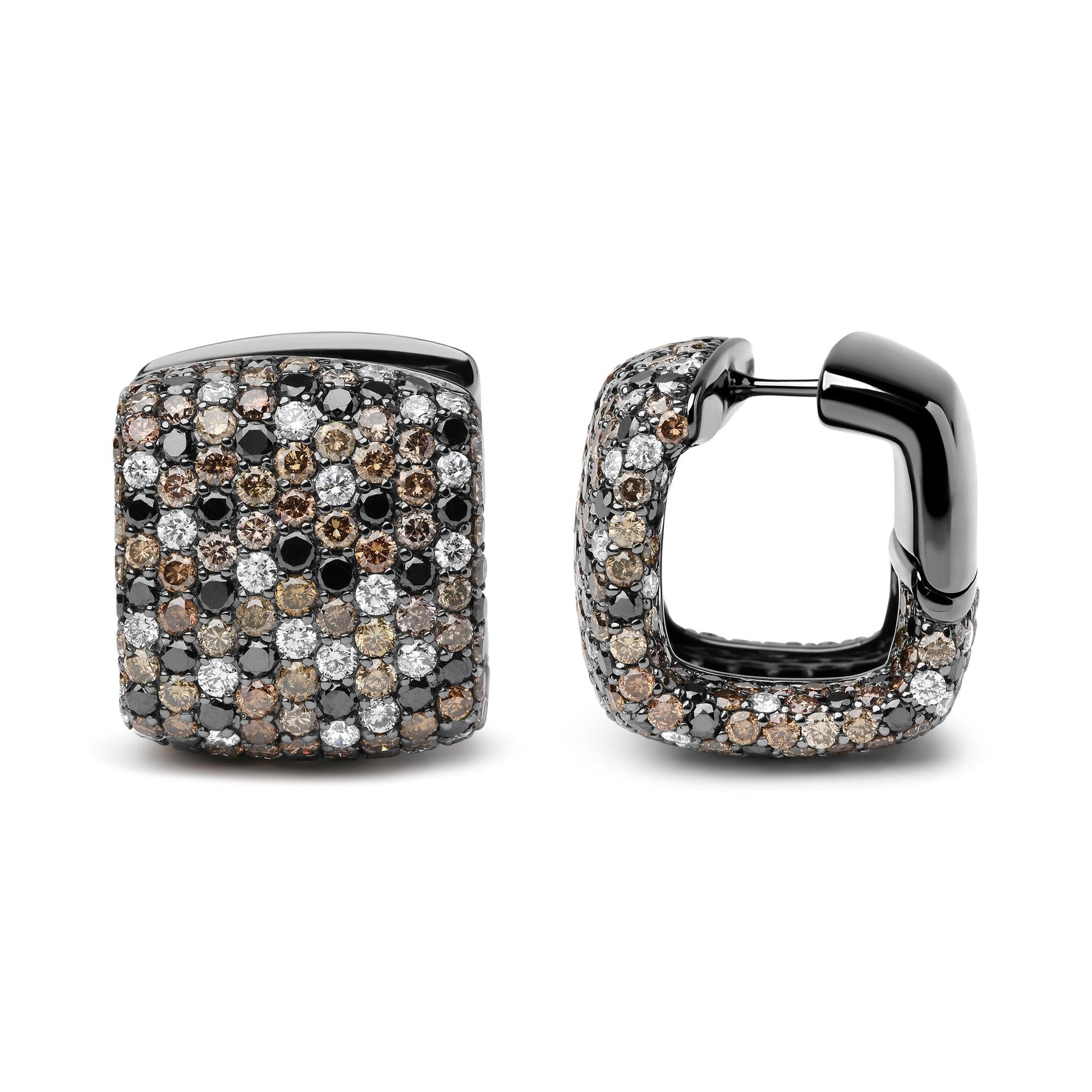 Black Rhodium Plated 18K White Gold 12 5/8 Cttw Multi Color Diamond Square