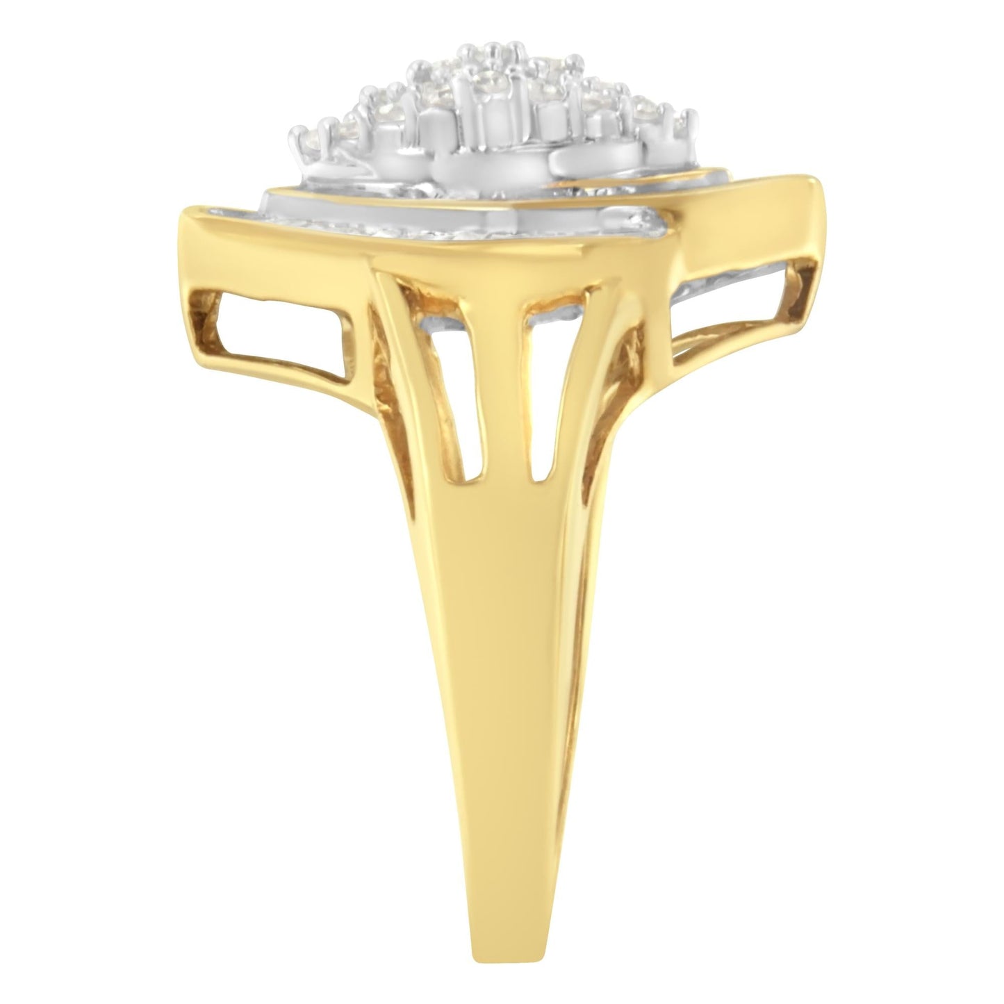 10K Yellow Gold Diamond Cluster Ring (3/4 Cttw J-K Color I2-I3 Clarity)