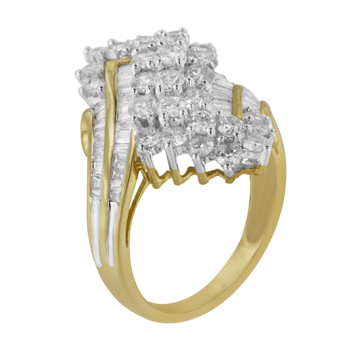 10kt Yellow Gold Diamond Cluster Ring (2 5/8 cttw H-I Color SI2-I1 Clarity) - 7