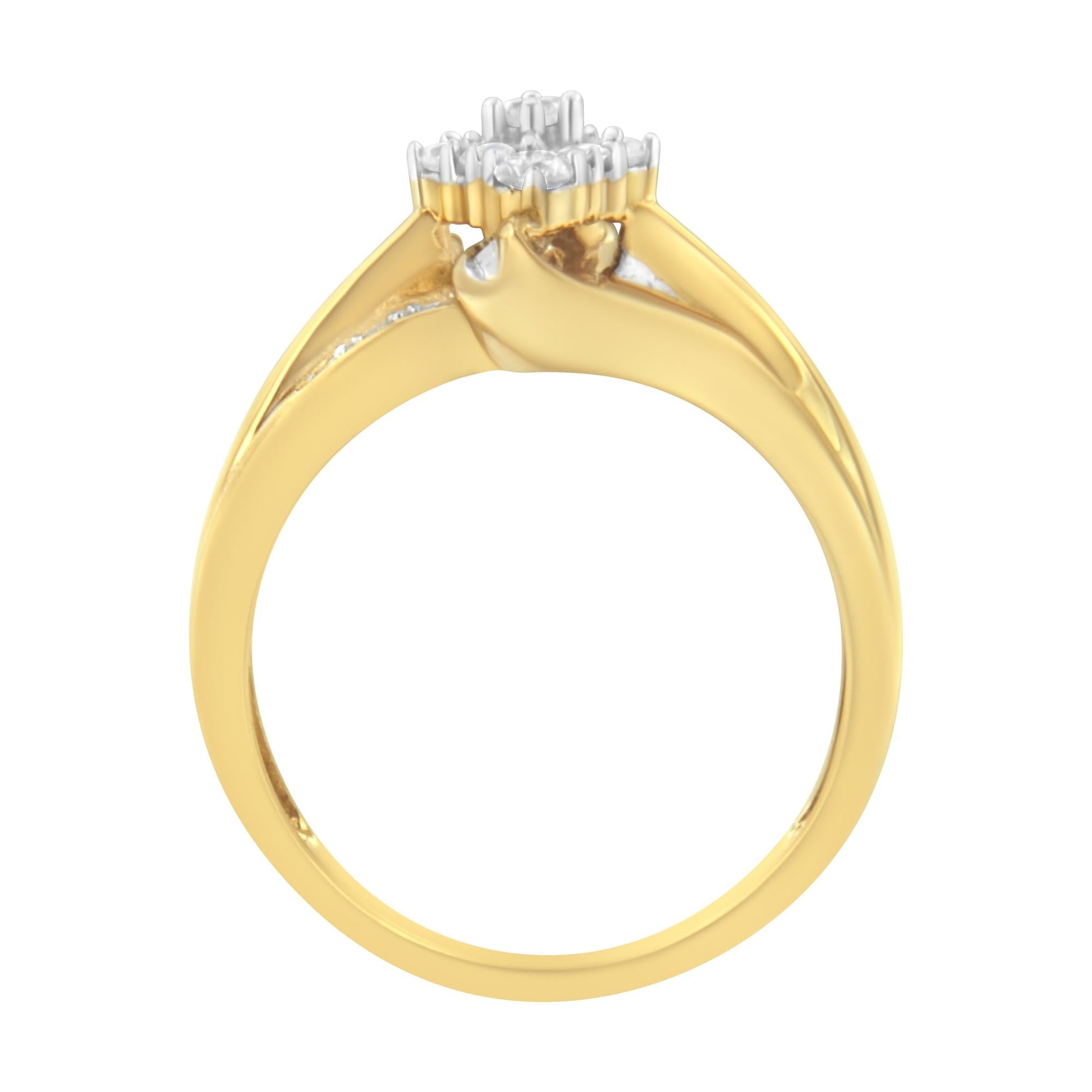 10K Yellow Gold 1/2 cttw Diamond Cluster Cocktail Ring (J-K Clarity I1-I2