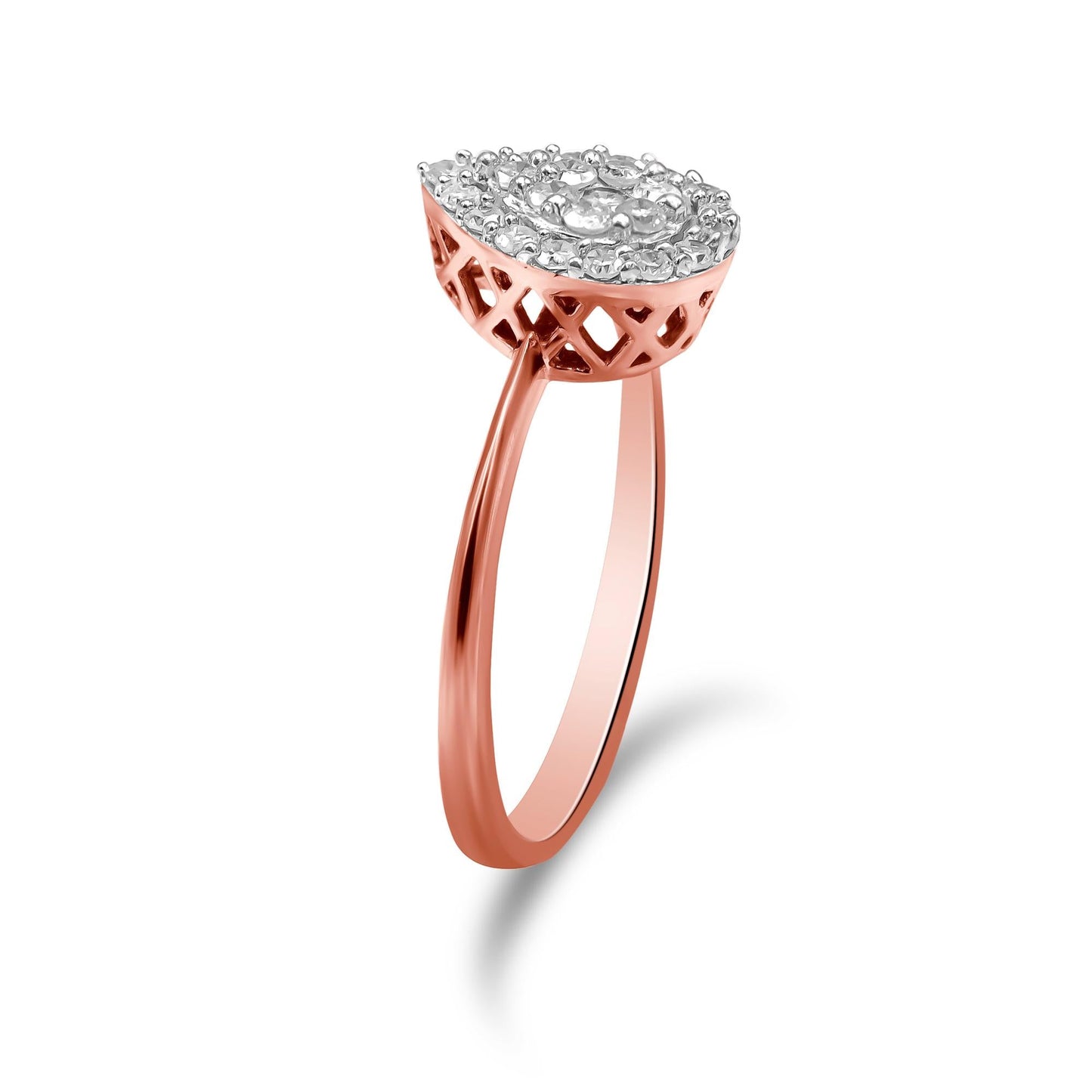 10K Rose Gold 3/8 Cttw Round-Cut Diamond Pear Promise Ring (I-J Color I2-I3