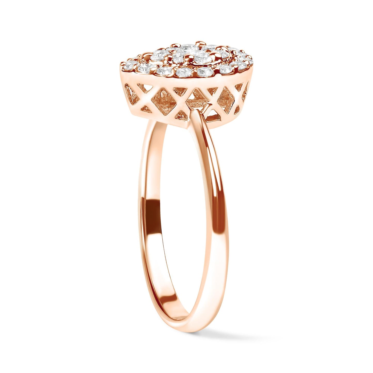 10K Rose Gold 3/8 Cttw Composite Diamond Pear Shaped Halo Promise Ring (I-J Color, I2-I3 Clarity)