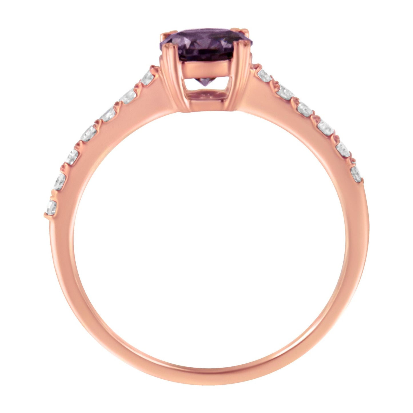 10K Rose Gold 1/4 Cttw Diamond and 6MM Gemstone Halo Ring(H-I Color I1-I2