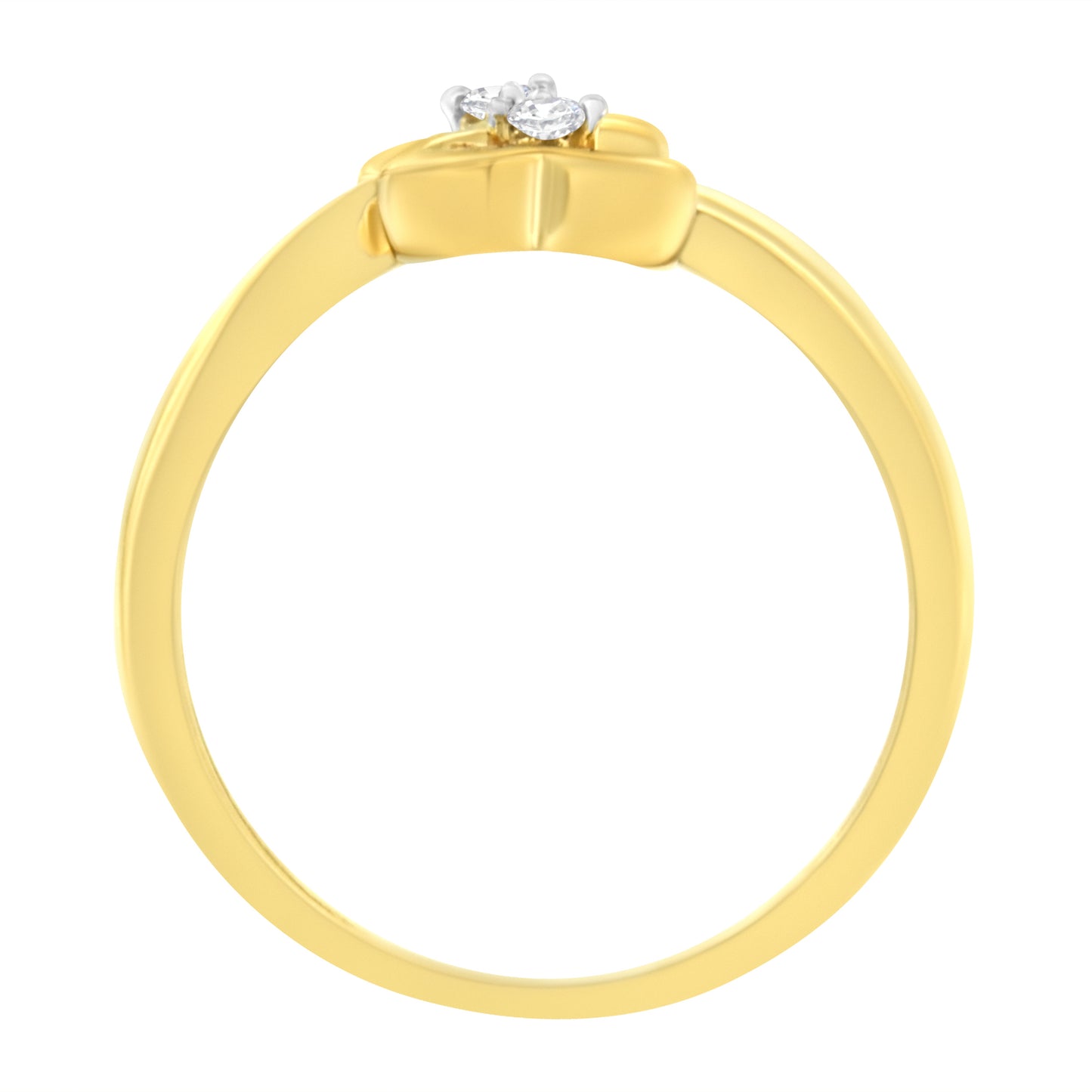 14KT Yellow Gold 1/20 ctw. Dual Heart Diamond Ring (K-L I1-I2)