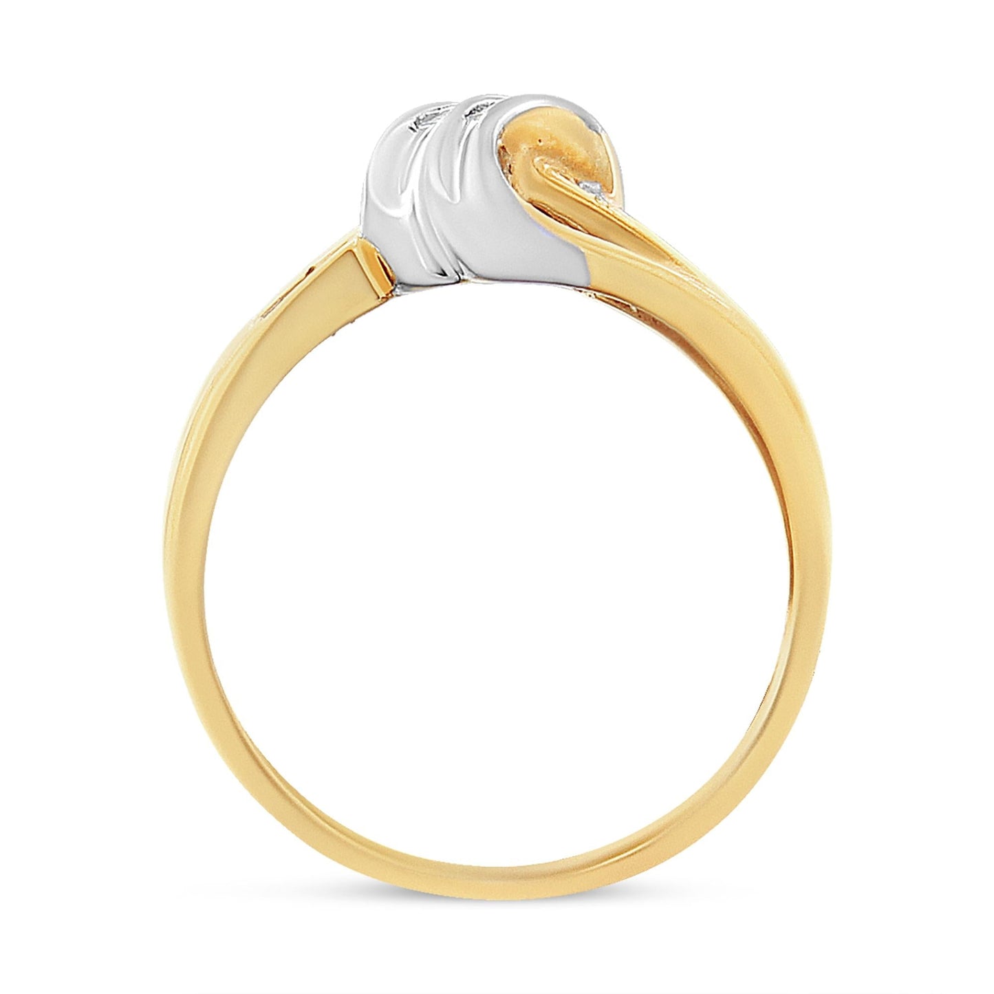 10K Yellow and White Gold 1.00 Cttw Round And Baguette-Cut Diamond Accent Bypass Ring (H-I Color, I2-I3 Clarity)