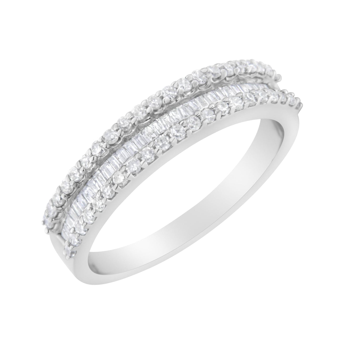 14KT White Gold 1/2 Cttw Diamond Modern Band Ring (H-I Color SI2-I1 Clarity)