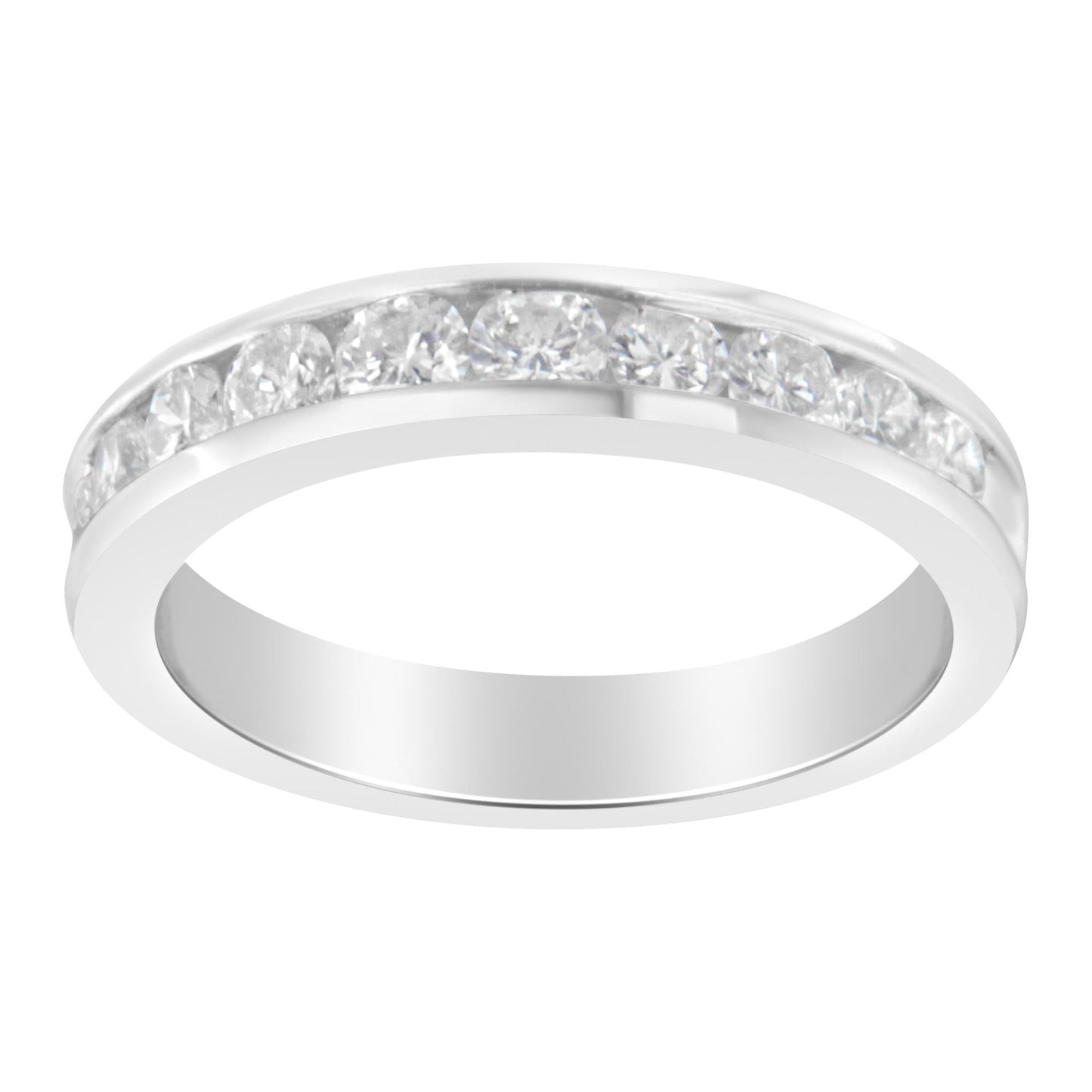 IGI Certified 1.0 Cttw Diamond 18K White Gold Channel-Set Half-Eternity Band