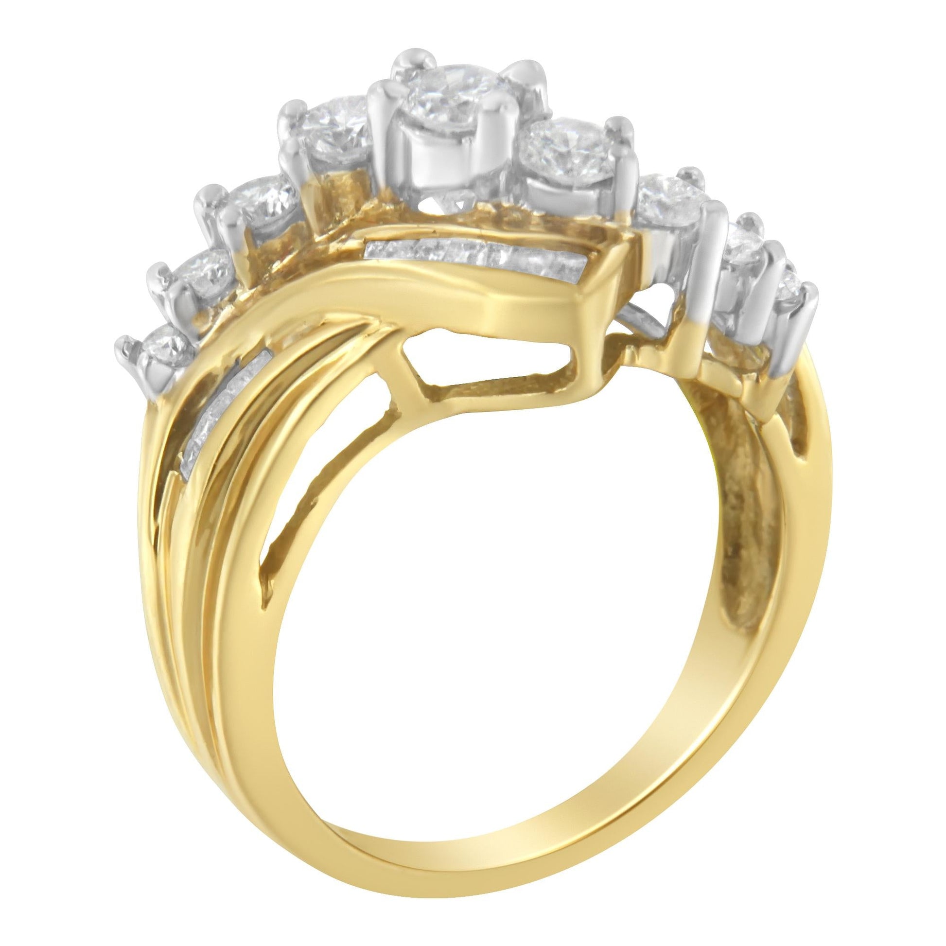 10K Two-Toned Diamond Bypass Ring (1 Cttw H-I Color SI2-I1 Clarity)